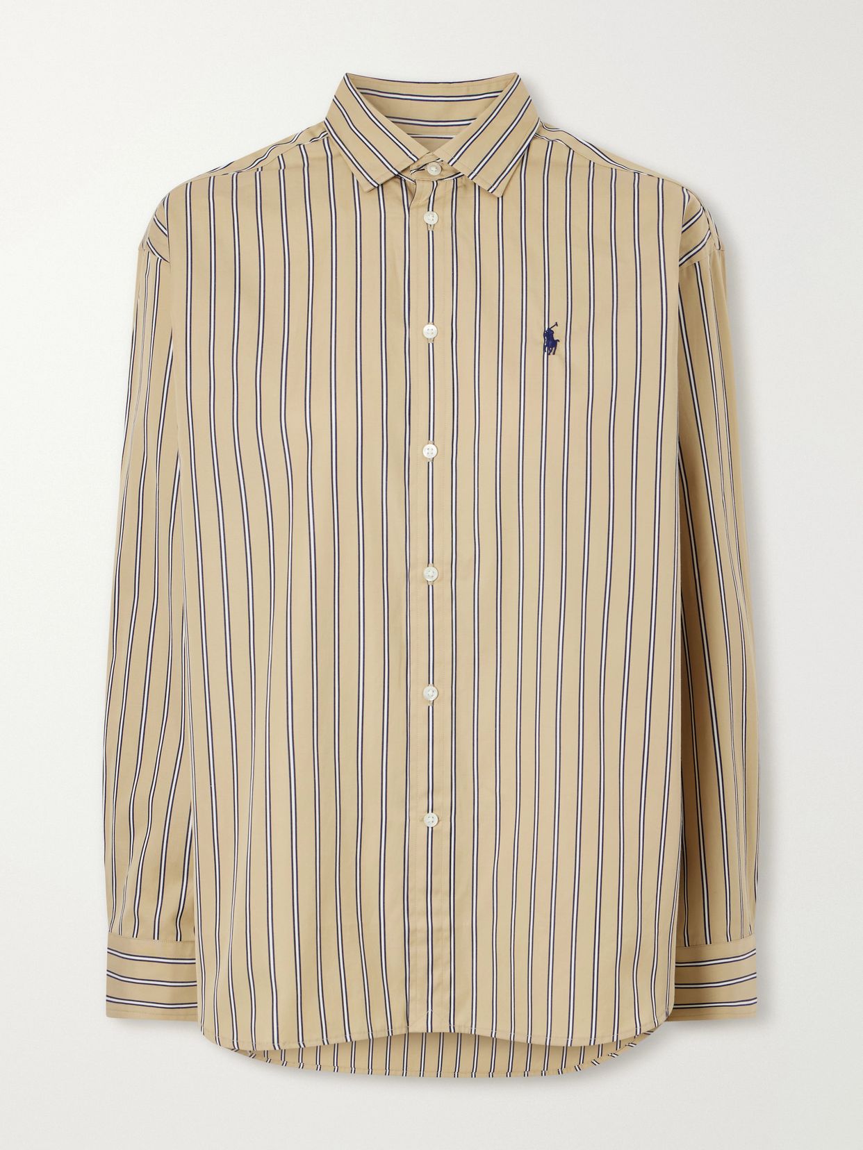 Logo Embroidered Striped Cotton Shirt