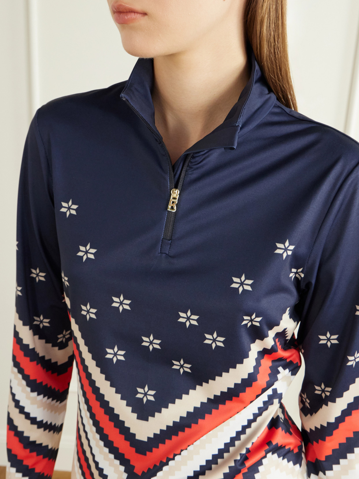 Bogner Fabia Printed Zip-up Base Layer In Multi