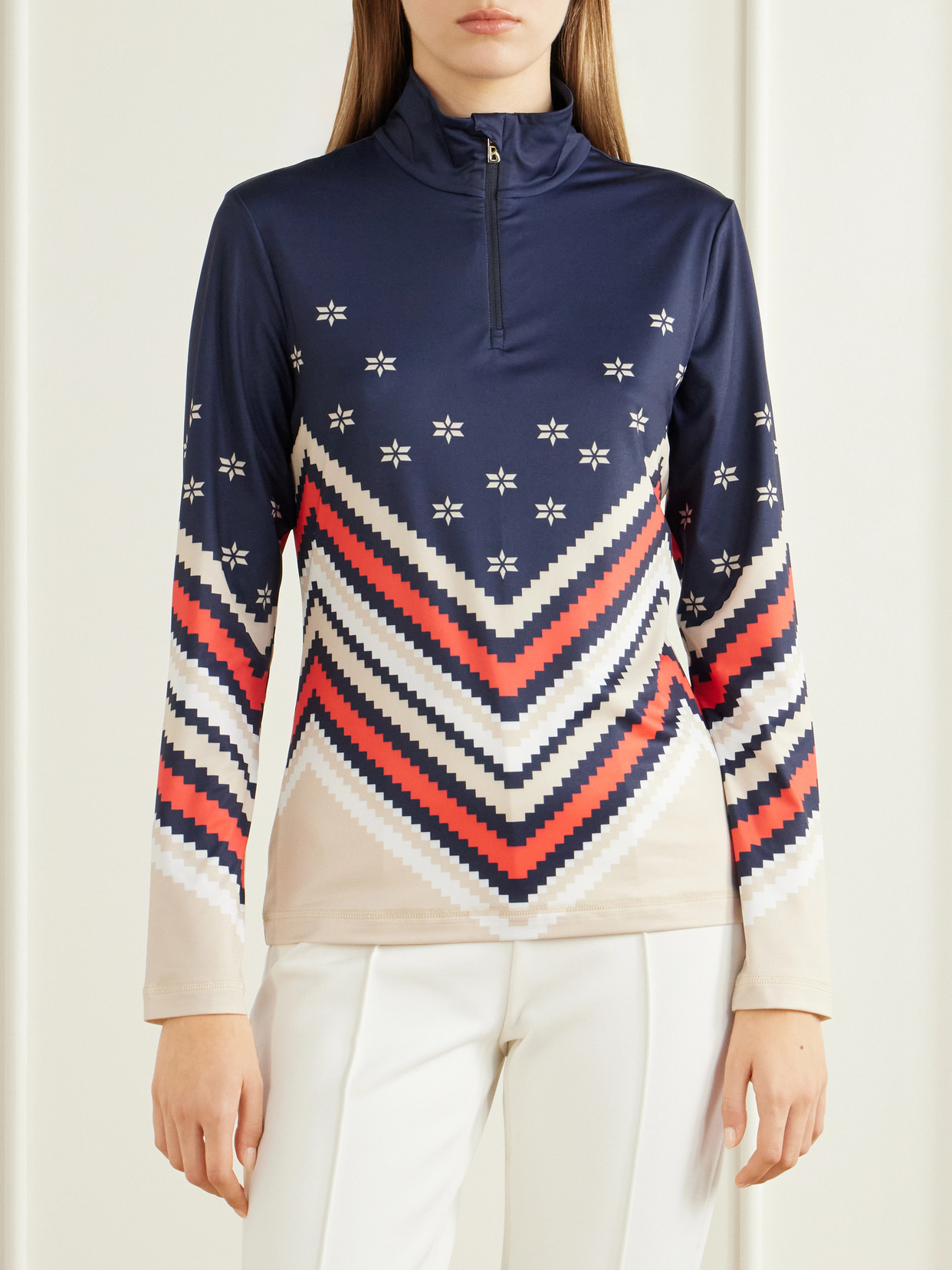 Bogner Fabia Printed Zip-up Base Layer In Multi