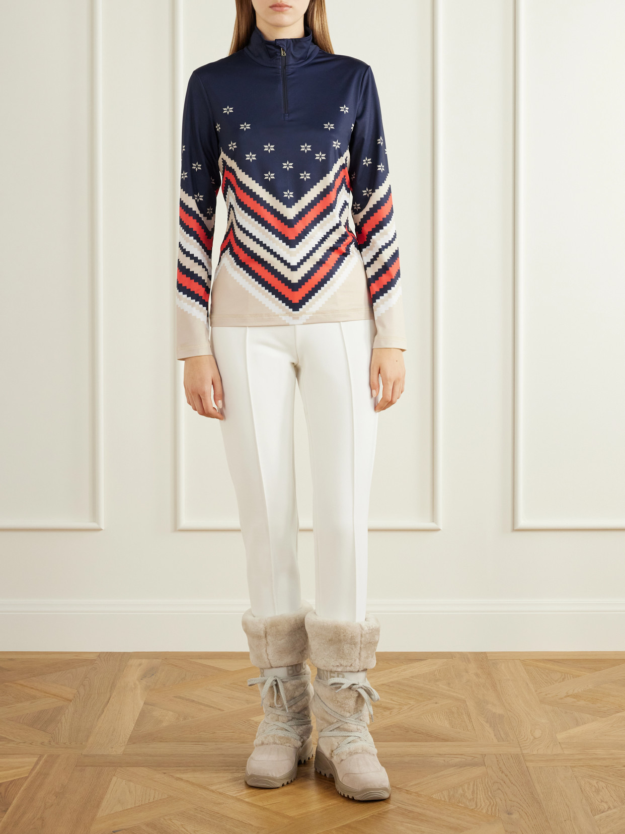 Bogner Fabia Printed Zip-up Base Layer In Multi