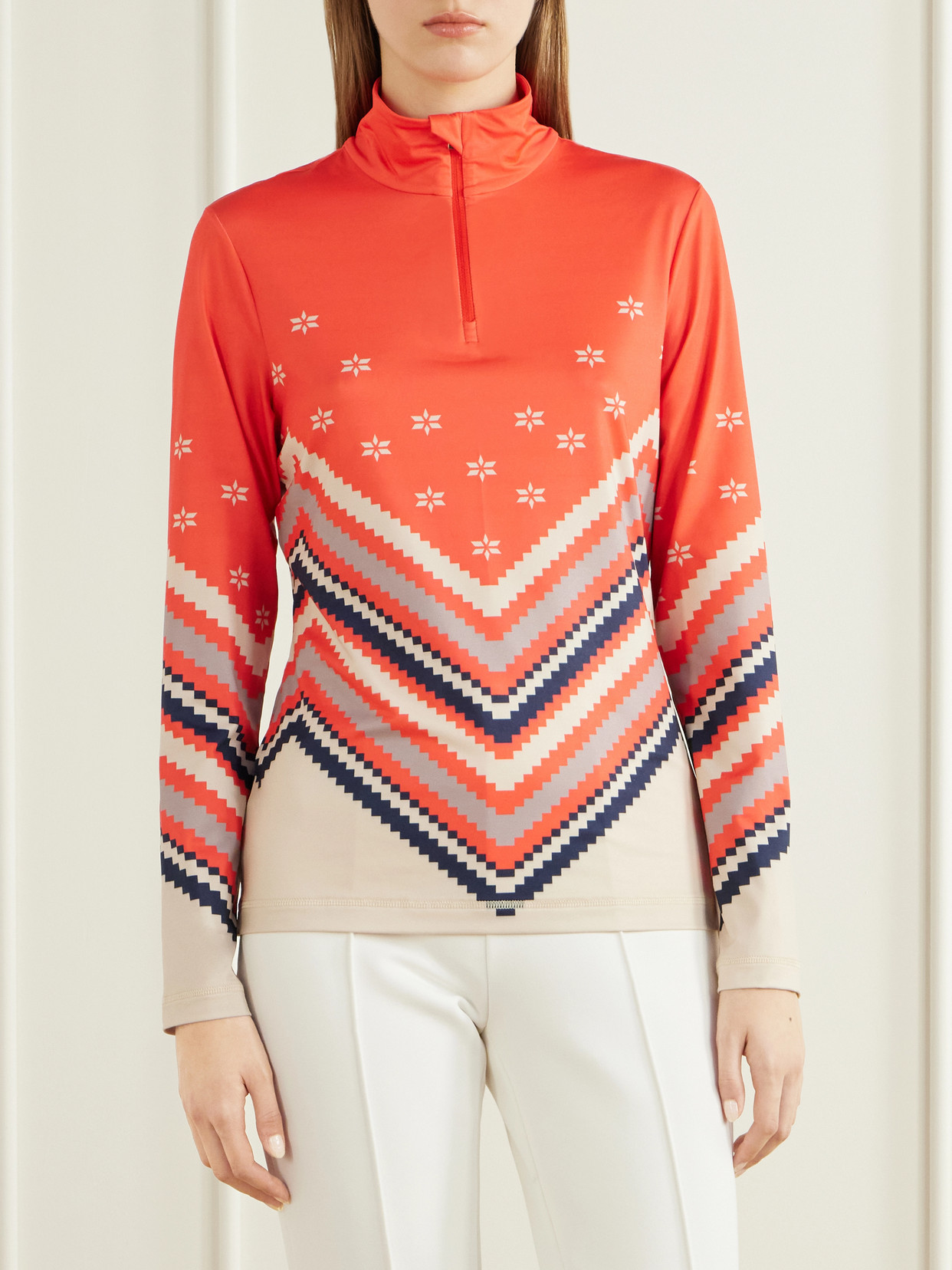Bogner Fabia Printed Zip-up Base Layer In Multi