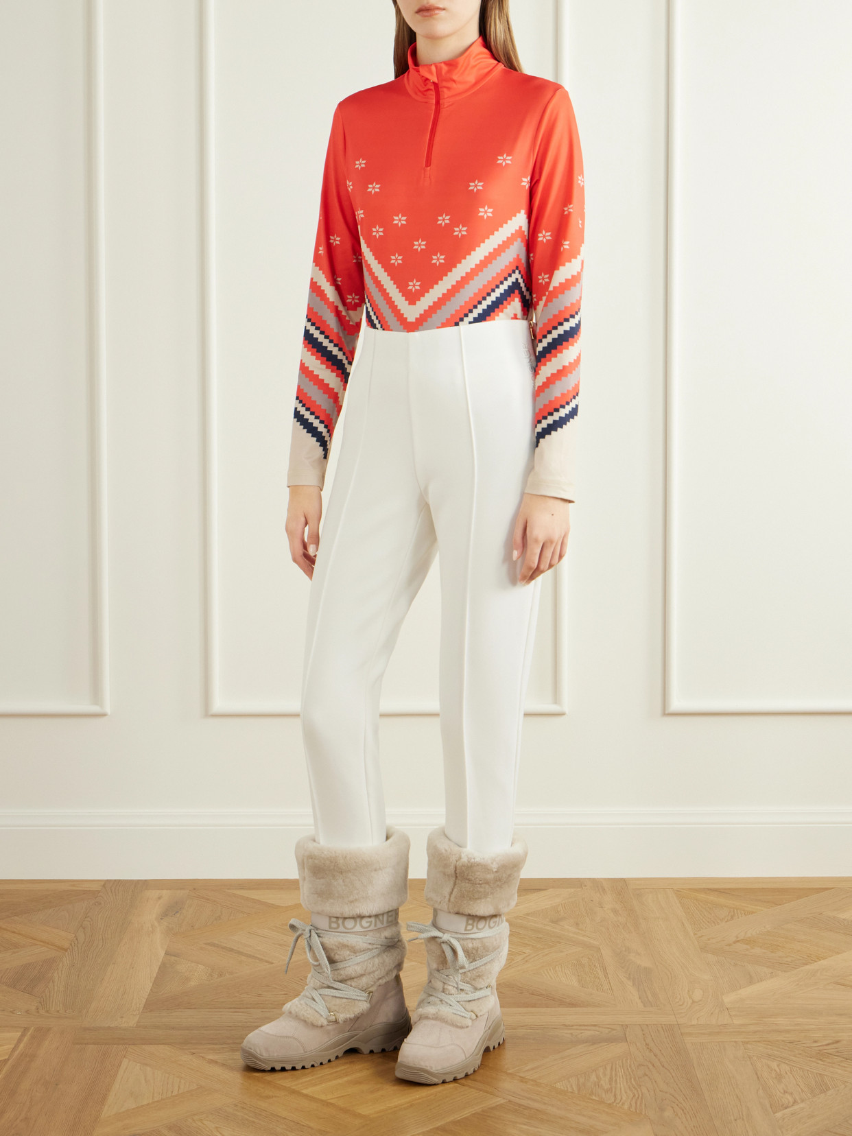 Bogner Fabia Printed Zip-up Base Layer In Multi