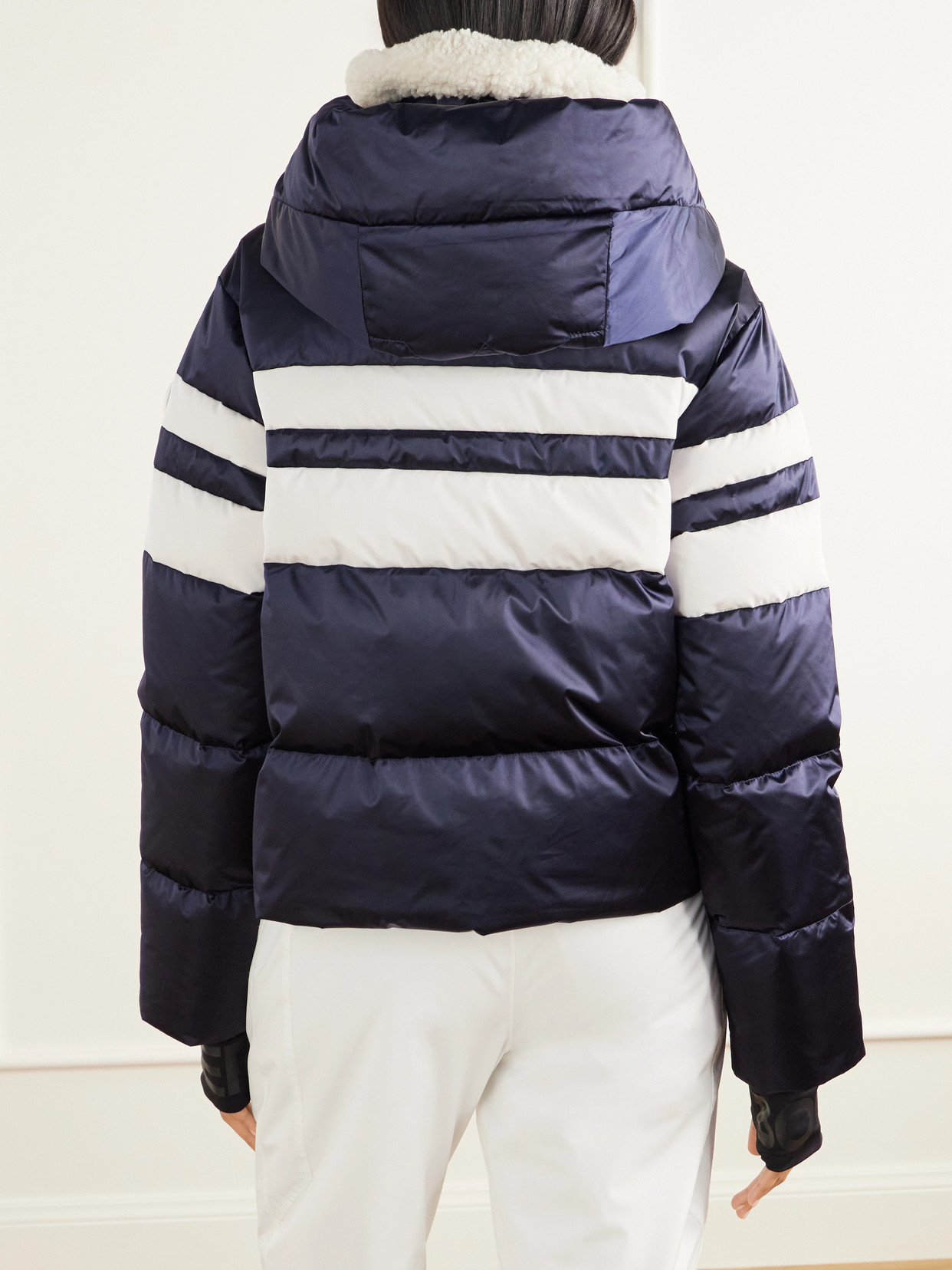 Silla-D Striped Quilted Plush-Trimmed Shell Down Ski Jacket