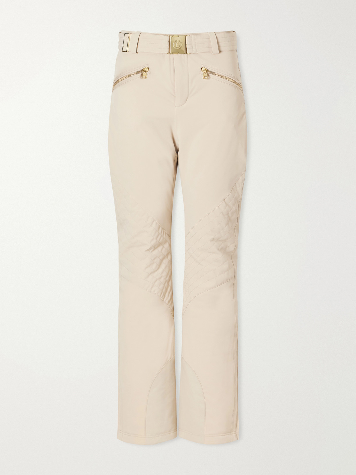 Bogner Franzi-t Belted Stretch-shell Flared Ski Pants In Neutrals