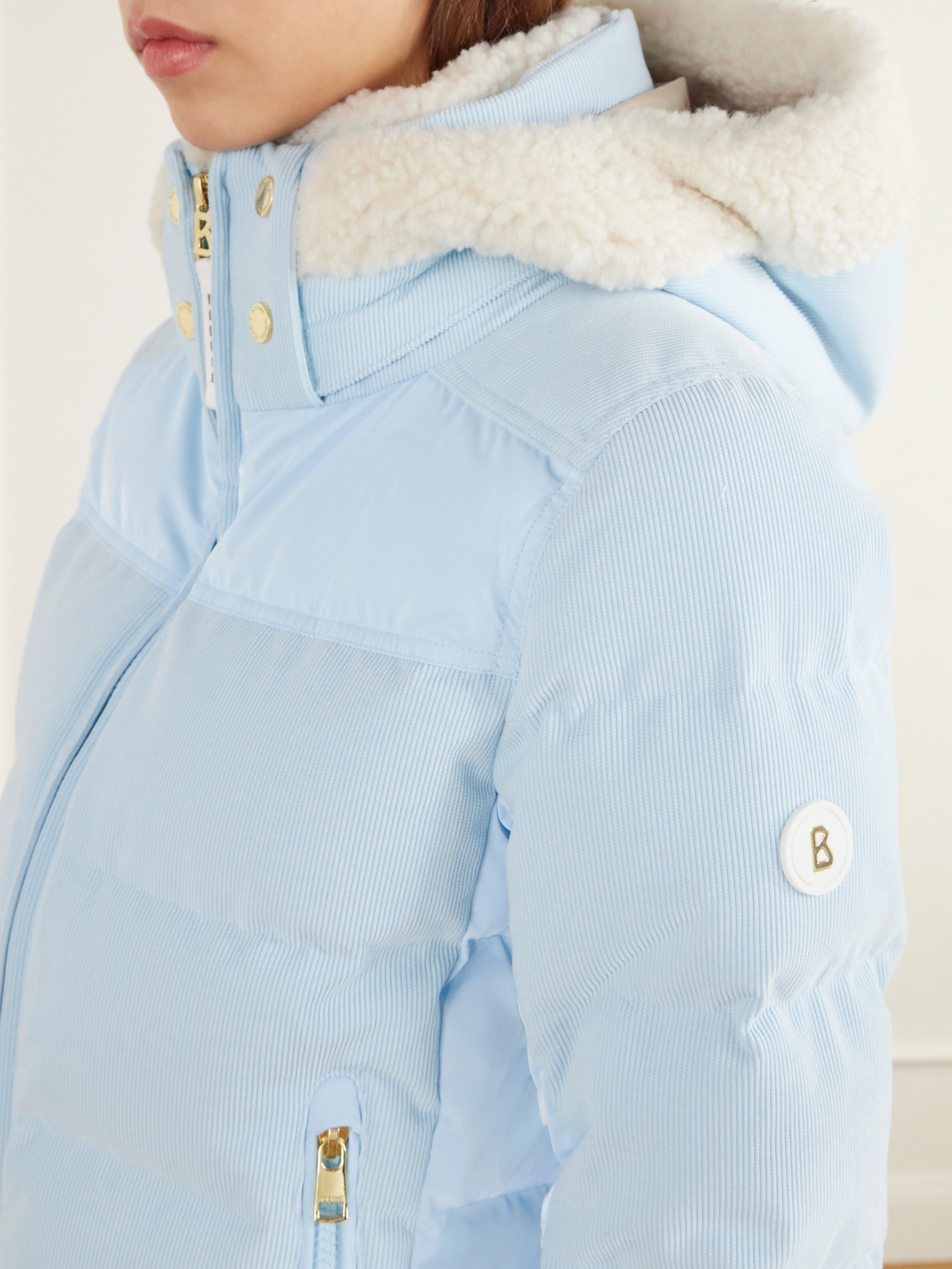 Minu Cord Hooded Padded Plush-Trimmed Shell And Corduroy Down Ski Jacket