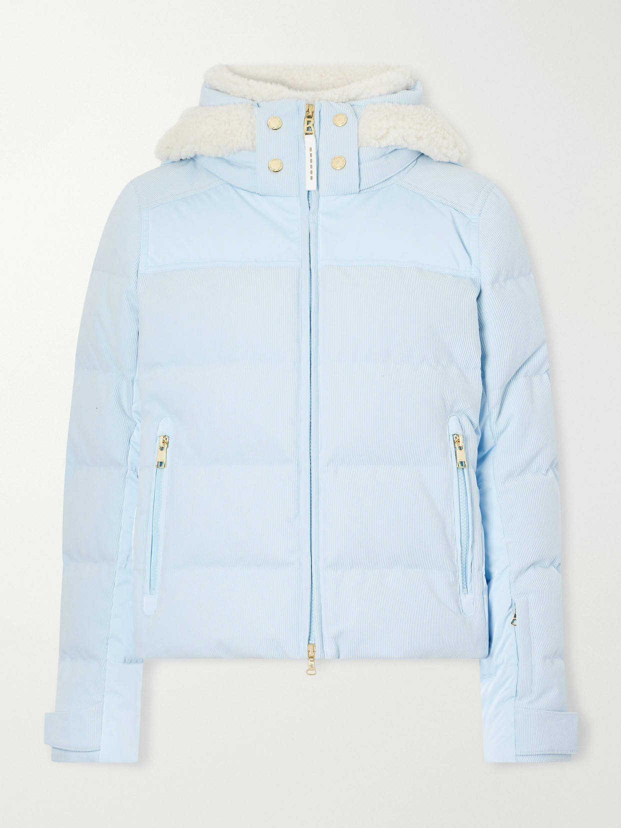 Minu Cord Hooded Padded Plush-Trimmed Shell And Corduroy Down Ski Jacket