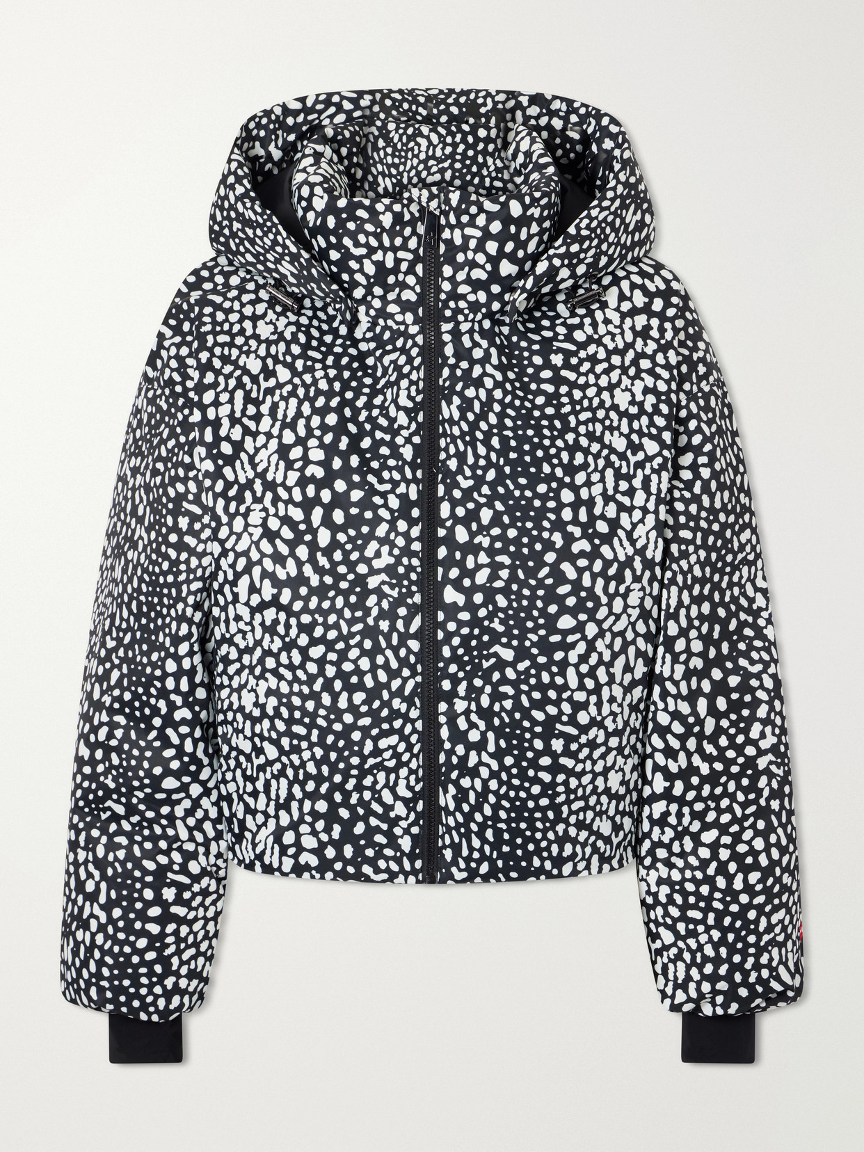 Perfect Moment Estelle Hooded Logo-embroidered Printed Shell Puffer Jacket In Black