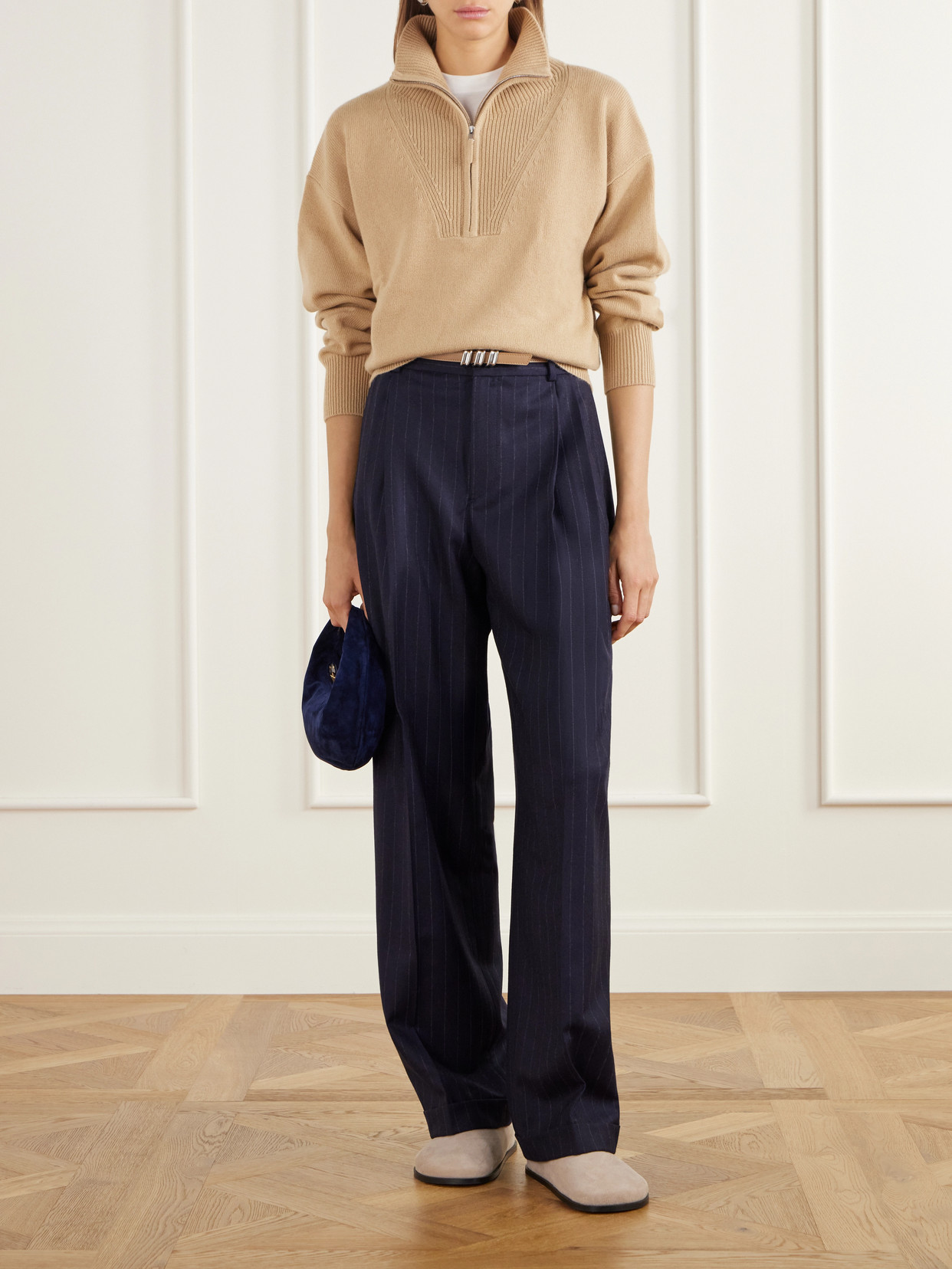 Troyer Cashmere Half-Zip Polo Sweater