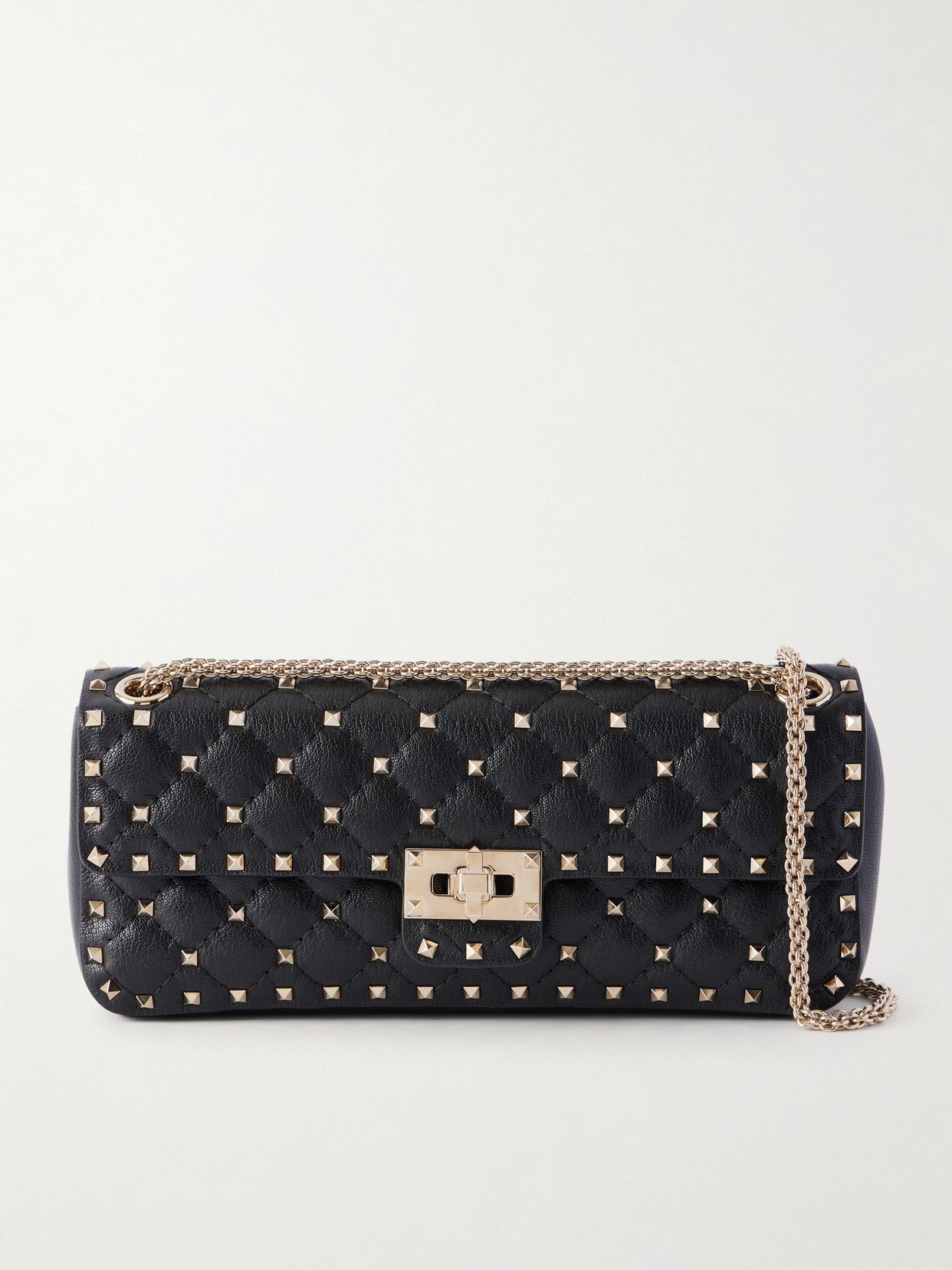 rockstud spike studded quilted leather shoulder bag