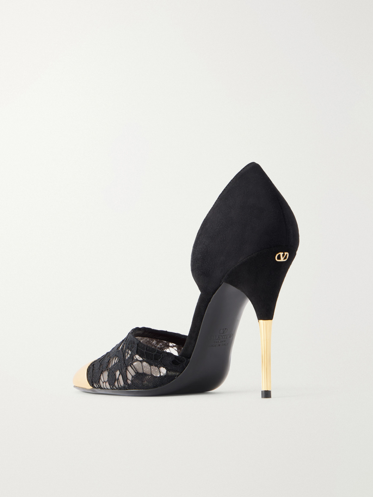 Garavani - Sinead D'Orsay 105 Suede-Trimmed Lace Pumps