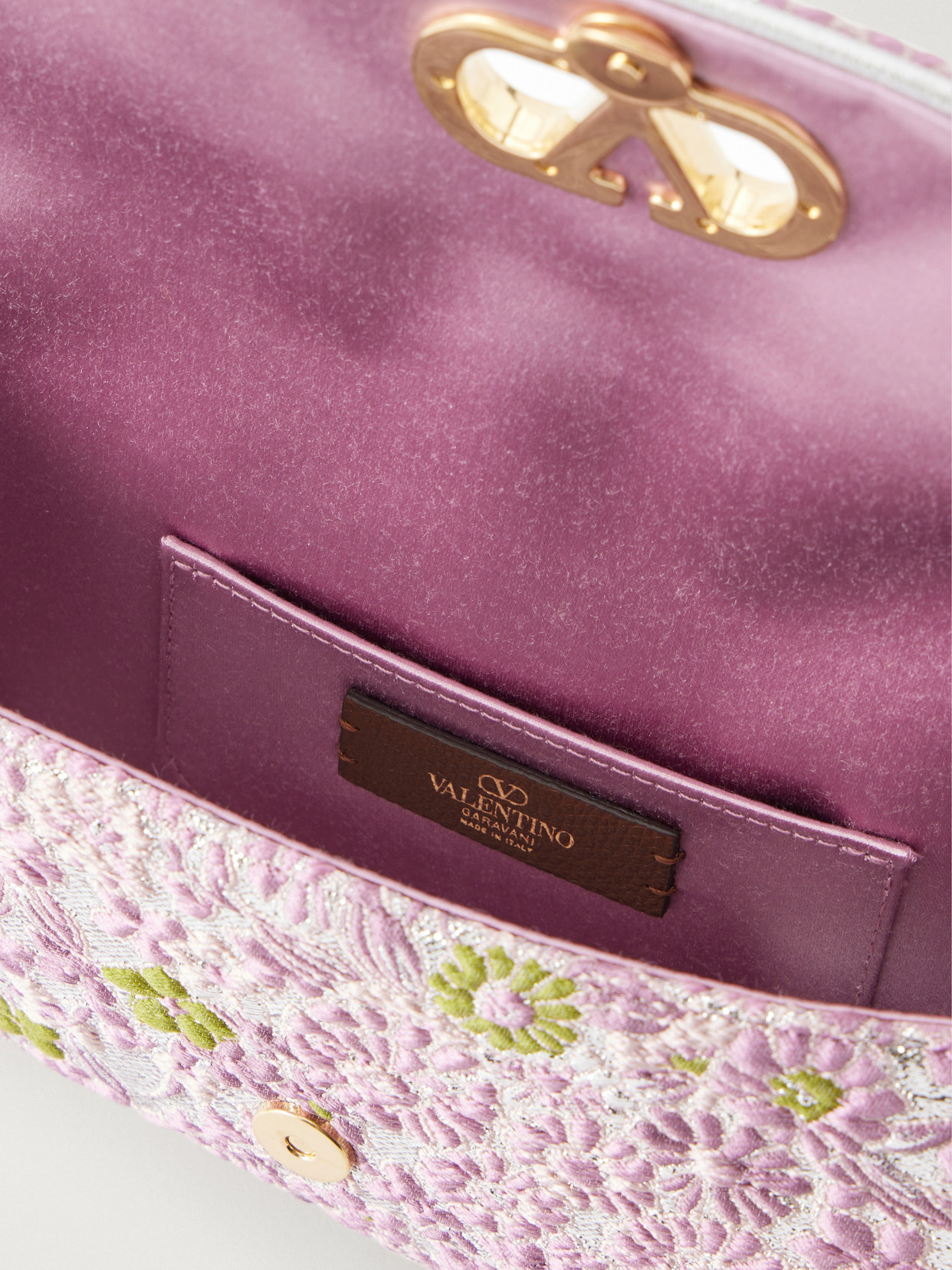 Garavani - Devain Leather-Trimmed Floral-Jacquard Shoulder Bag
