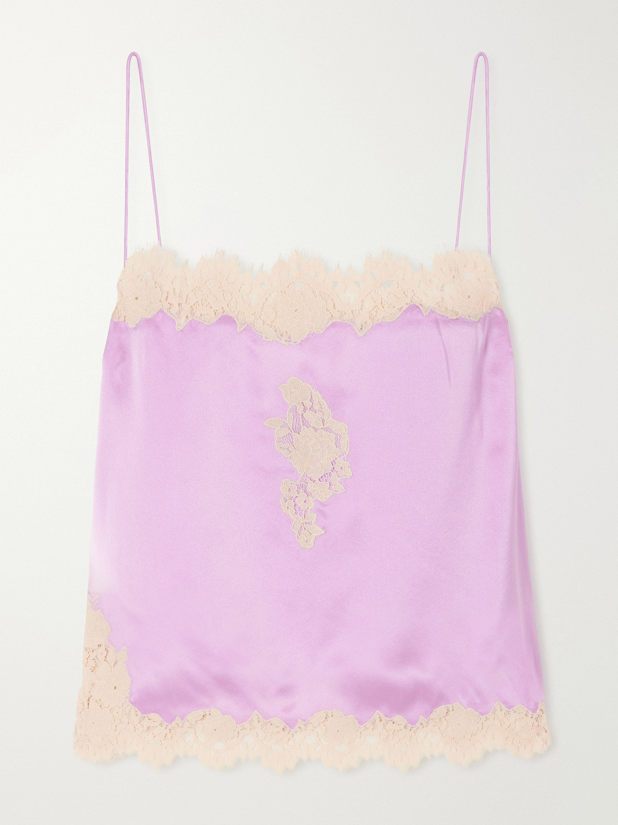 Doen Avelaine Lace-trimmed Silk-satin Cami In Pink