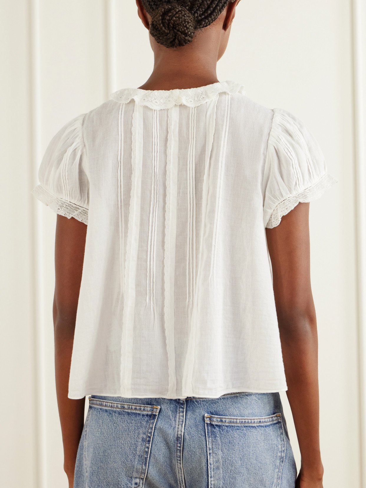 Dôen - Helena Lace-Trimmed Organic Cotton Blouse