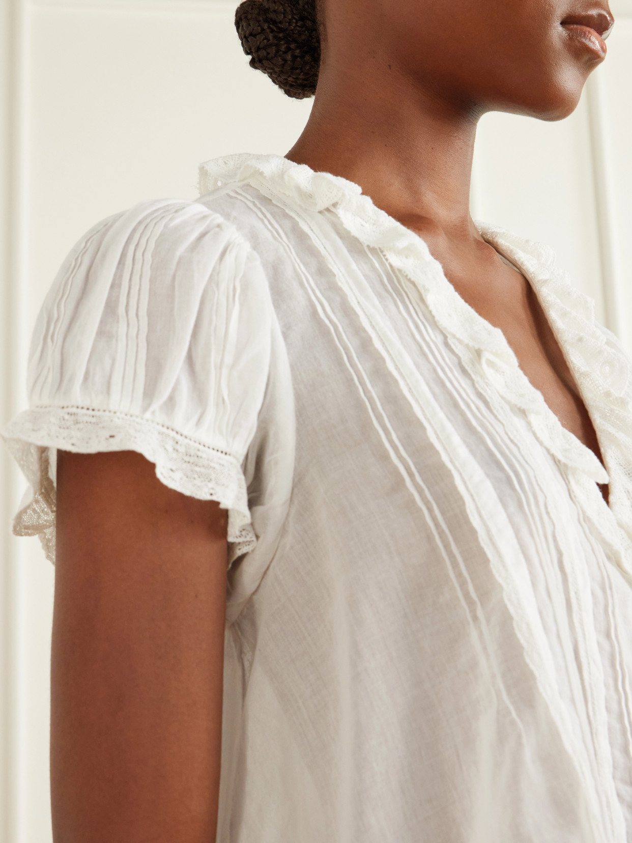 Dôen - Helena Lace-Trimmed Organic Cotton Blouse