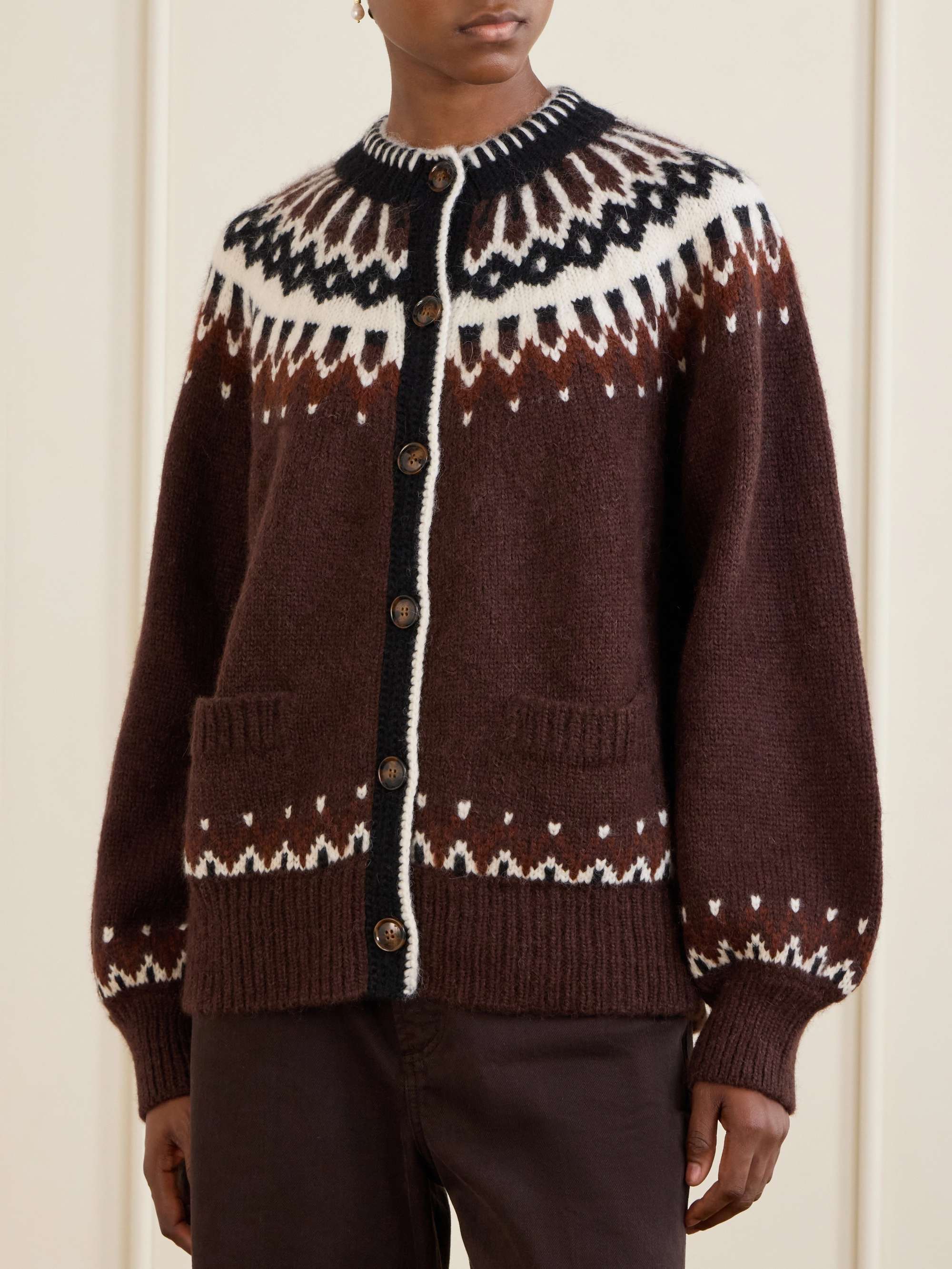 DÔEN + NET SUSTAIN Hue Fair Isle alpaca-blend cardigan