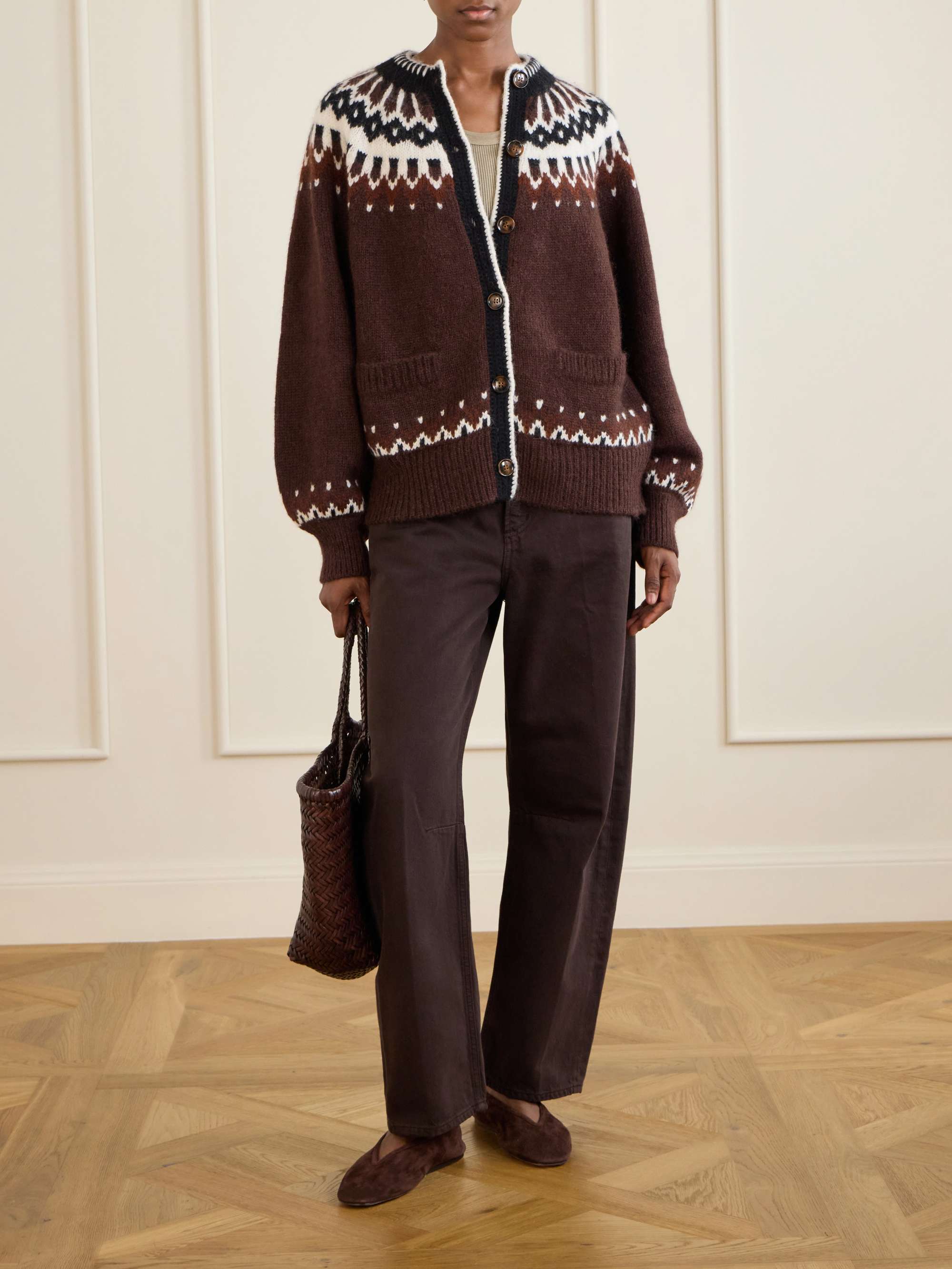DÔEN + NET SUSTAIN Hue Fair Isle alpaca-blend cardigan