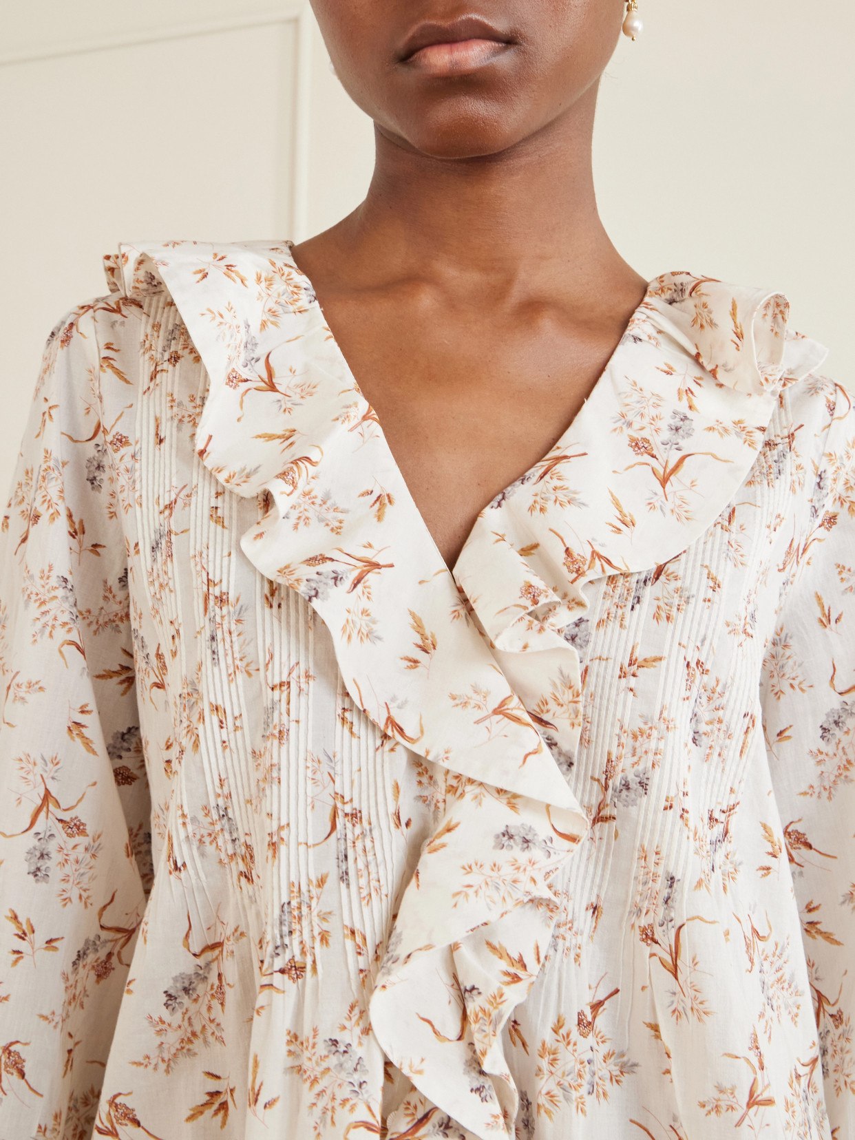 Dôen - Hardy Floral-Print Shirred Shirt