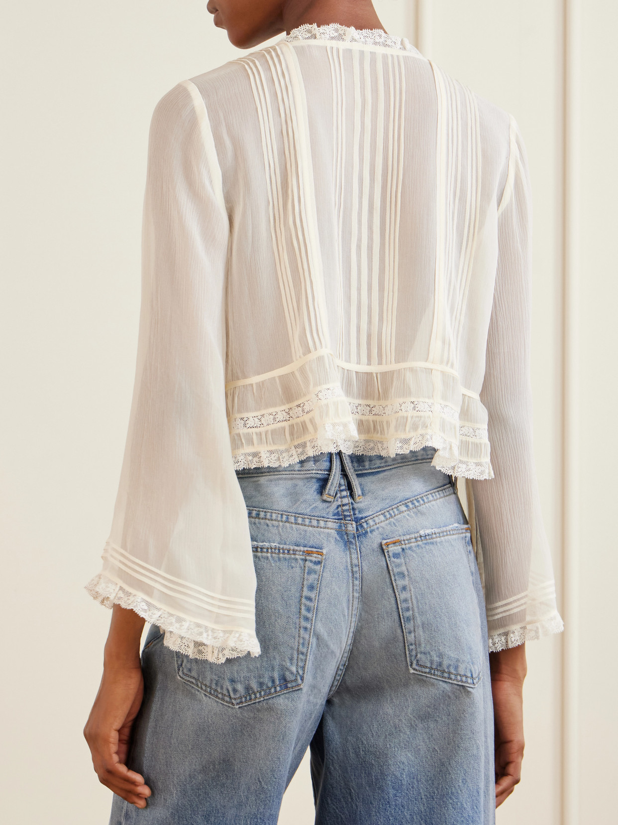 Dôen - Lace-Trimmed Silk-Chiffon Shirt