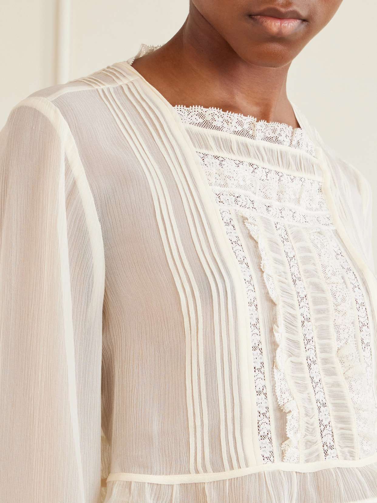 Dôen - Lace-Trimmed Silk-Chiffon Shirt