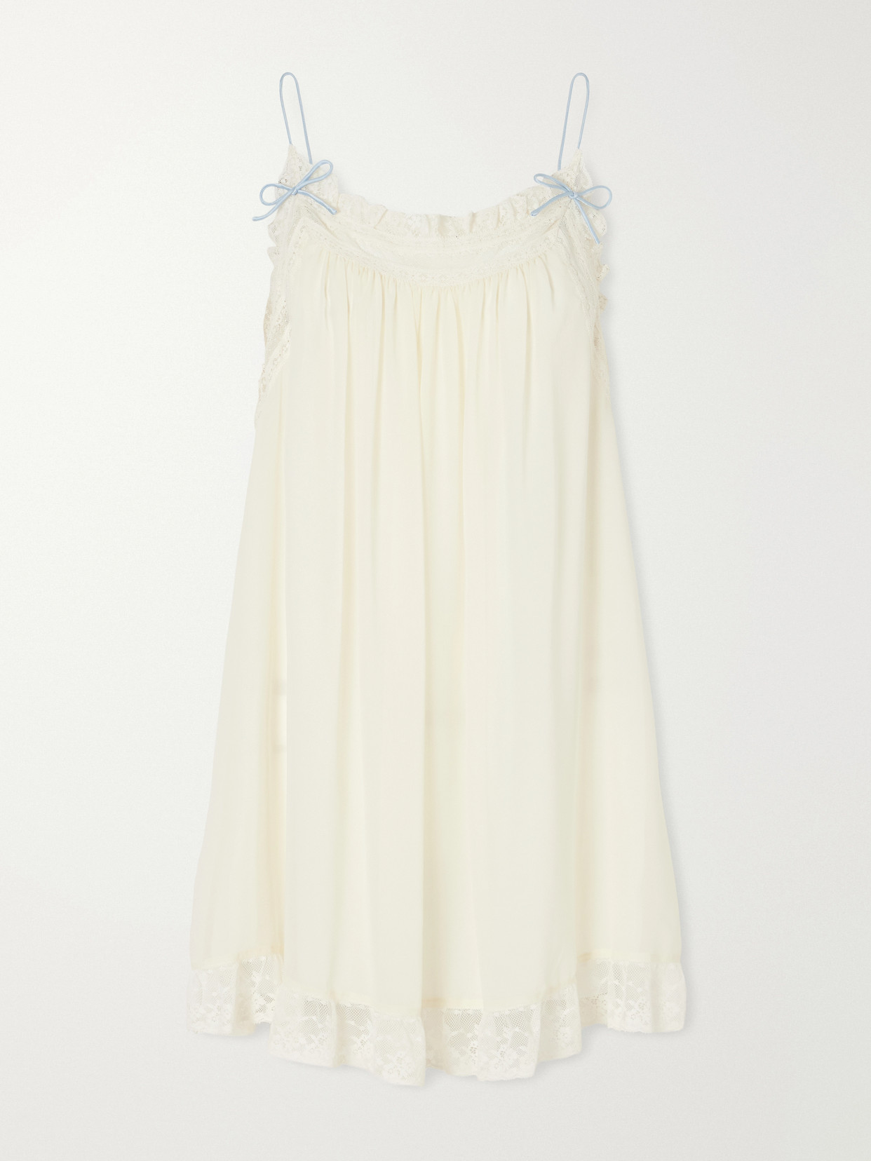 Doen Penelope Lace-trimmed Silk Mini Dress In Neutrals