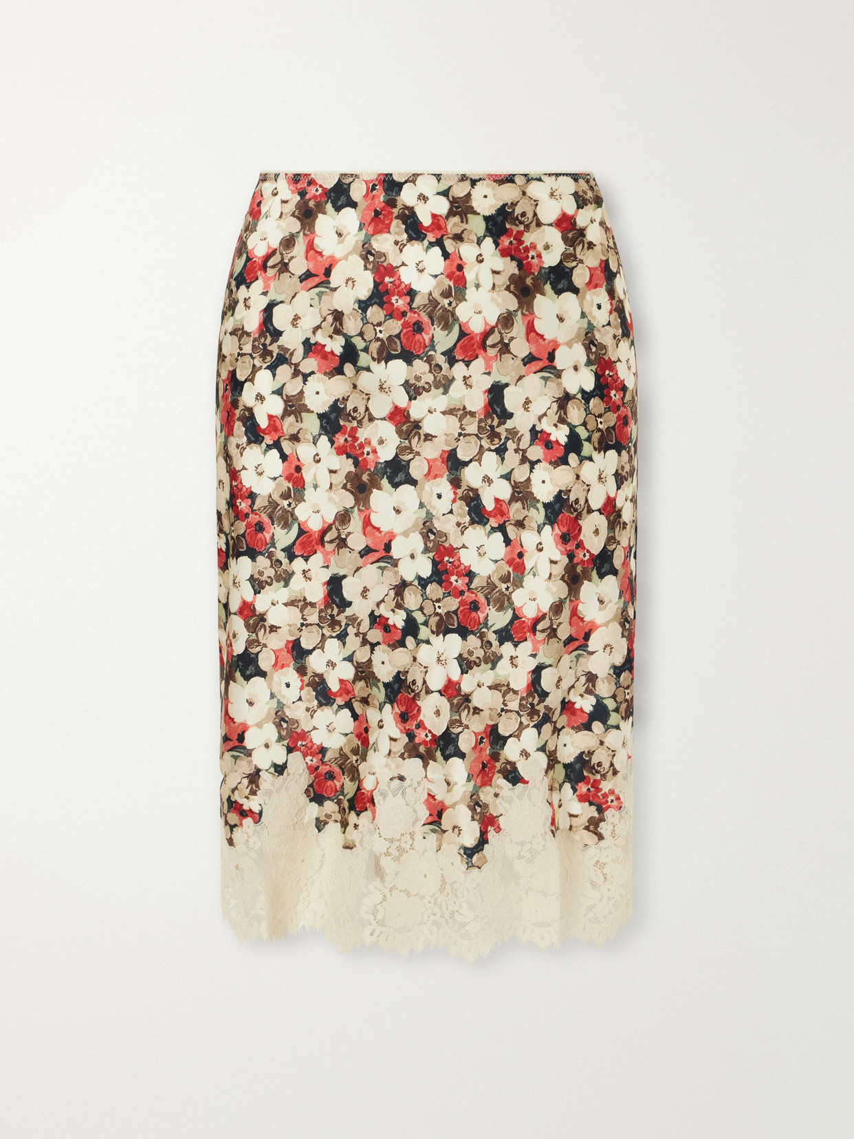 Dôen - Elowette Floral-Print Lace-Trimmed Silk-Satin Midi