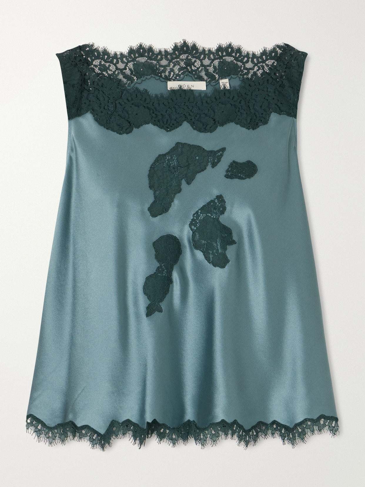 Doen Valerina Lace-trimmed Silk Tank In Blue