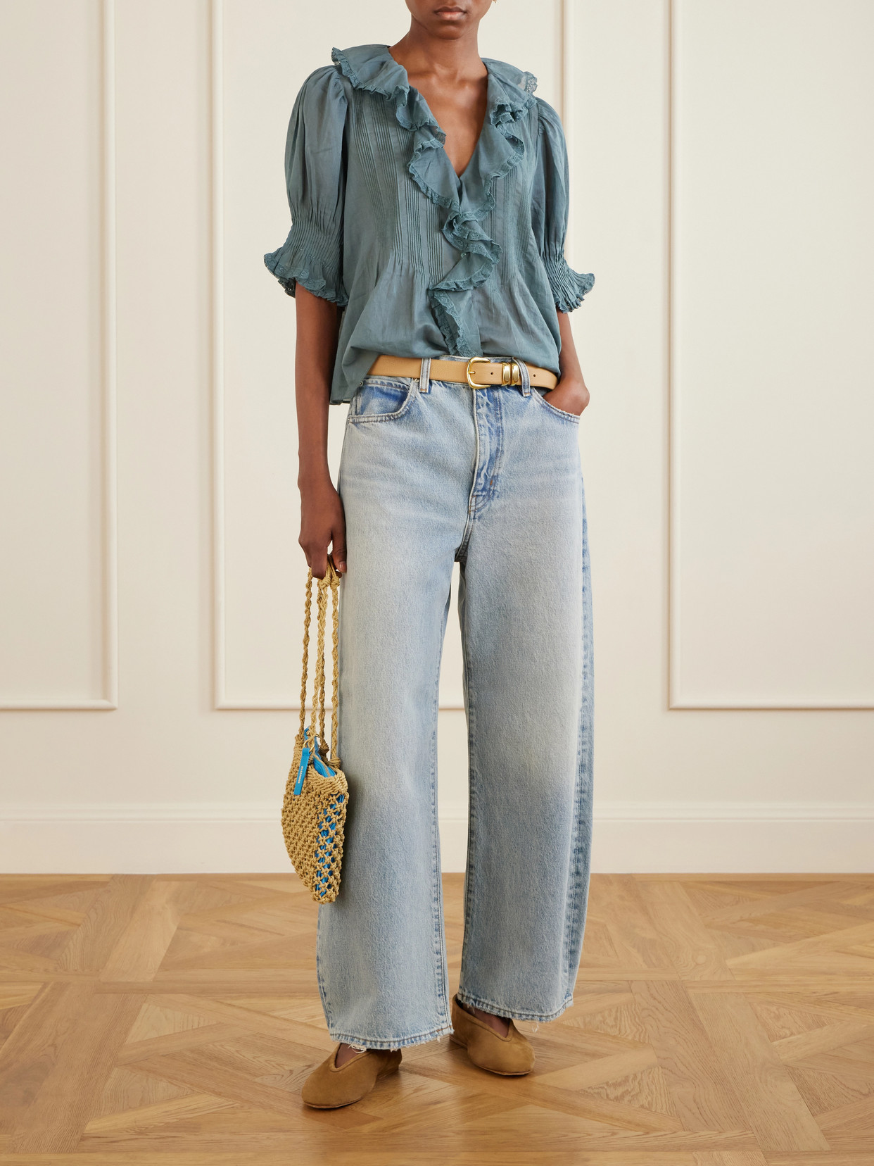 Dôen - Henri Ruffled Pintucked Lace-Trimmed Organic Cotton-Voile Blouse