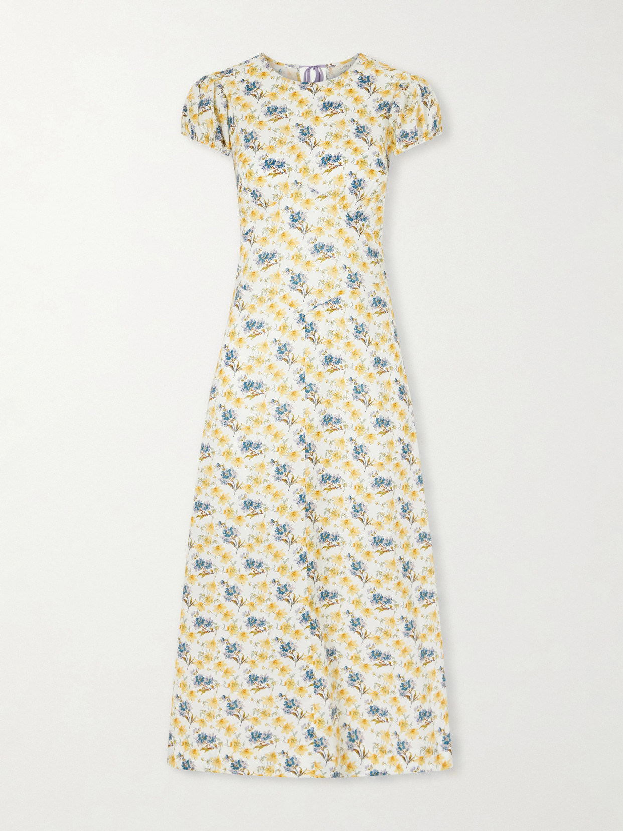 Doen Rhodia Floral-print Organic Cotton Midi Dress In Neutrals