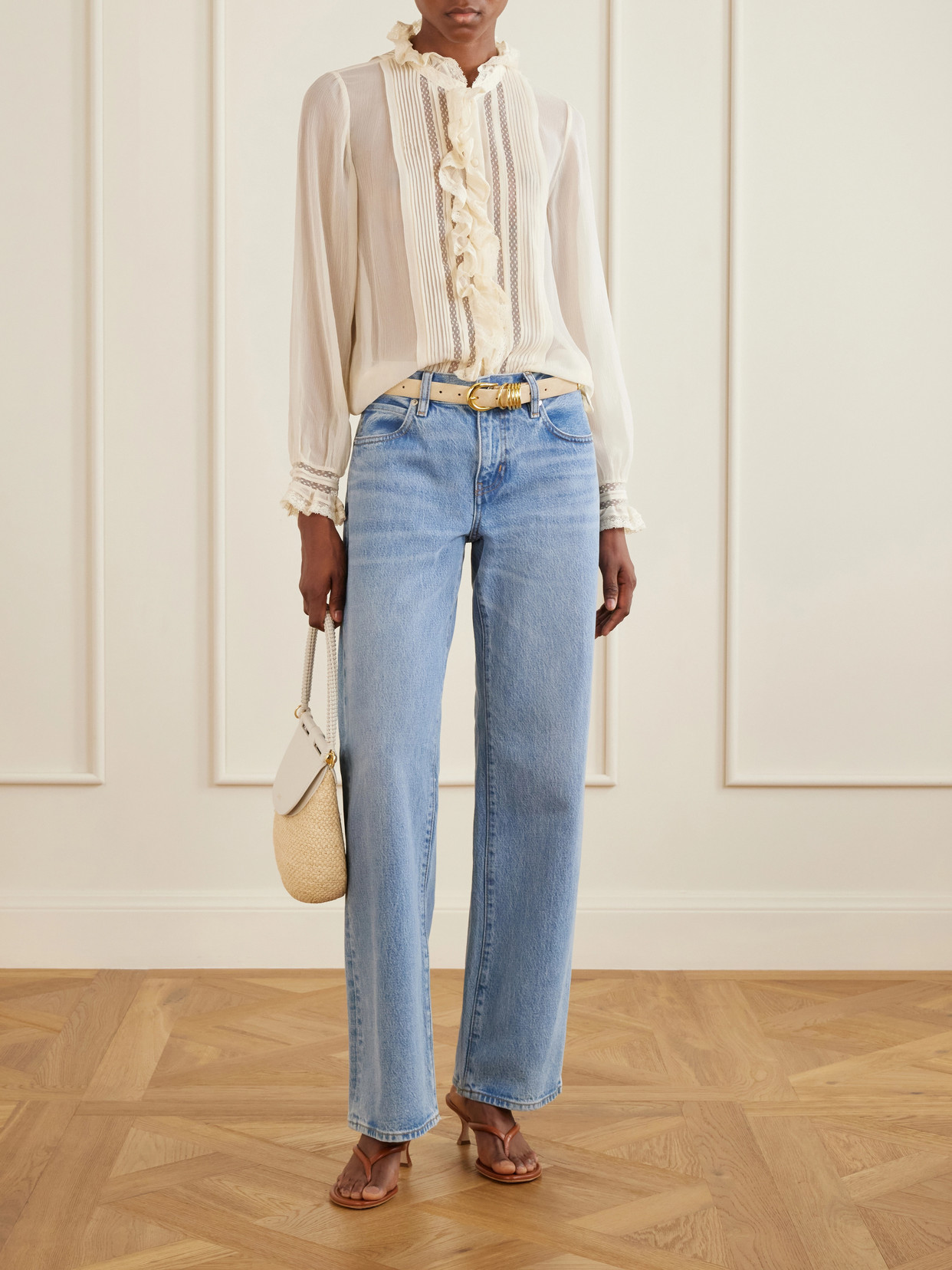 Dôen - Magdeleine Ruffled Lace-Trimmed Silk-Chiffon Blouse