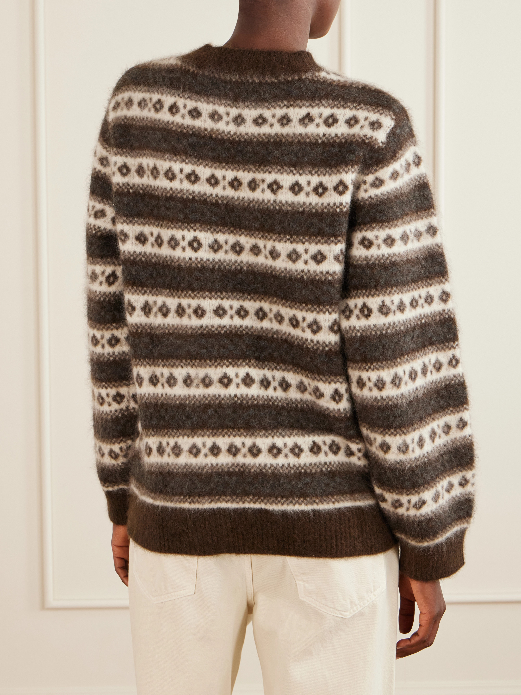 Dôen Myles striped intarsia-knit wool sweater