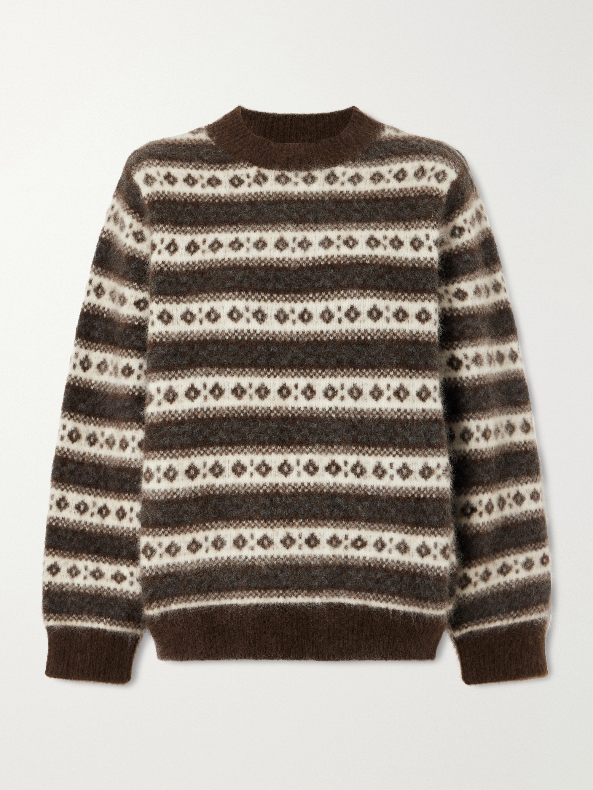 Dôen Myles striped intarsia-knit wool sweater