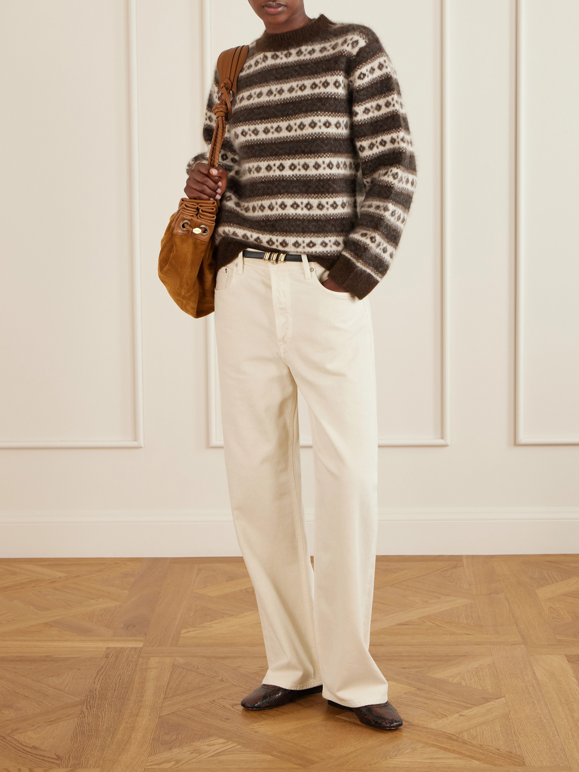 Dôen Myles striped intarsia-knit wool sweater