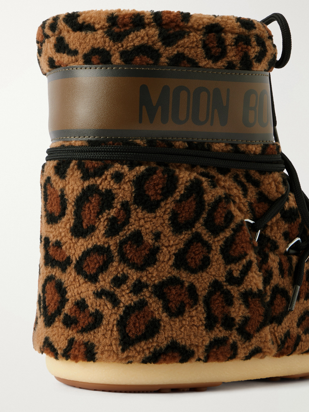 Icon Low Leopard-Print Fleece Snow Boots