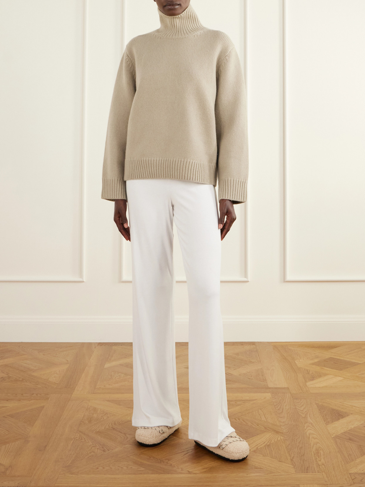 Teddy Suede-Trimmed Plush Slip-Ons