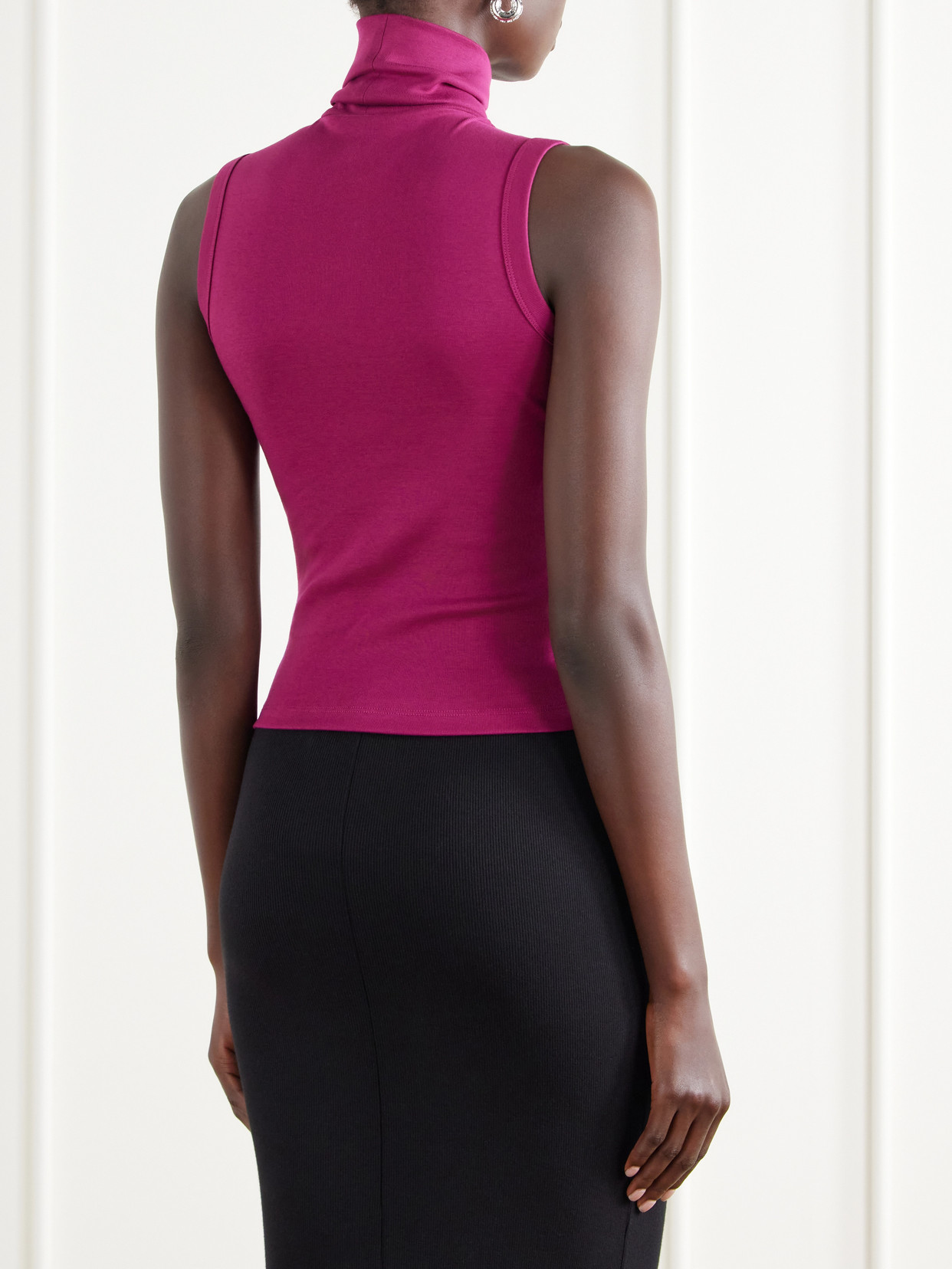 Dinah Ribbed Organic Cotton-Jersey Turtleneck Tank