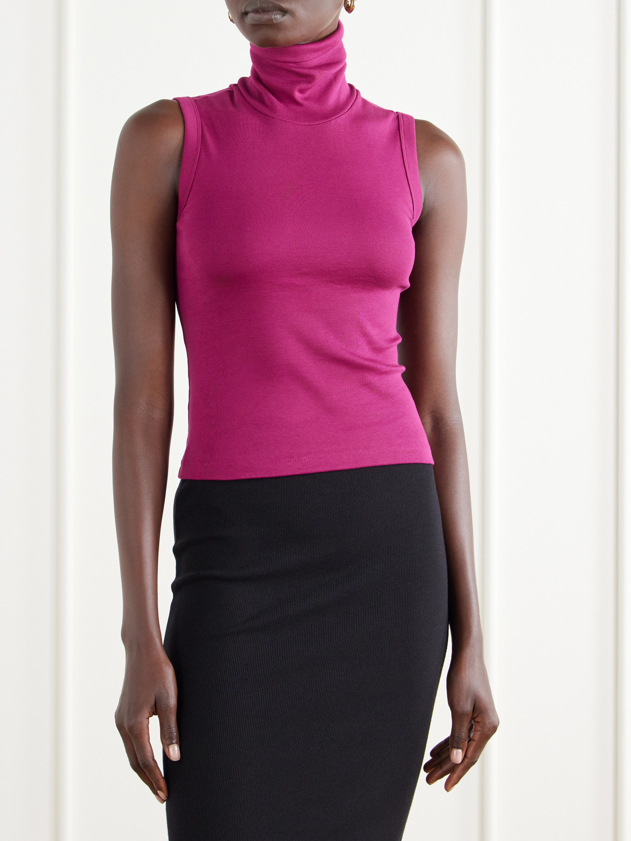 Dinah Ribbed Organic Cotton-Jersey Turtleneck Tank