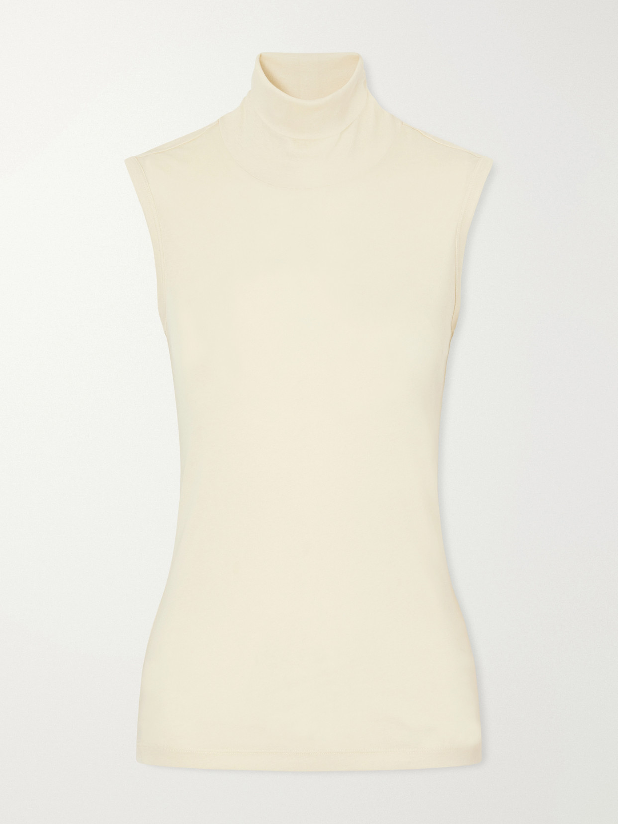 Dinah Ribbed Organic Cotton-Jersey Turtleneck Tank - Off