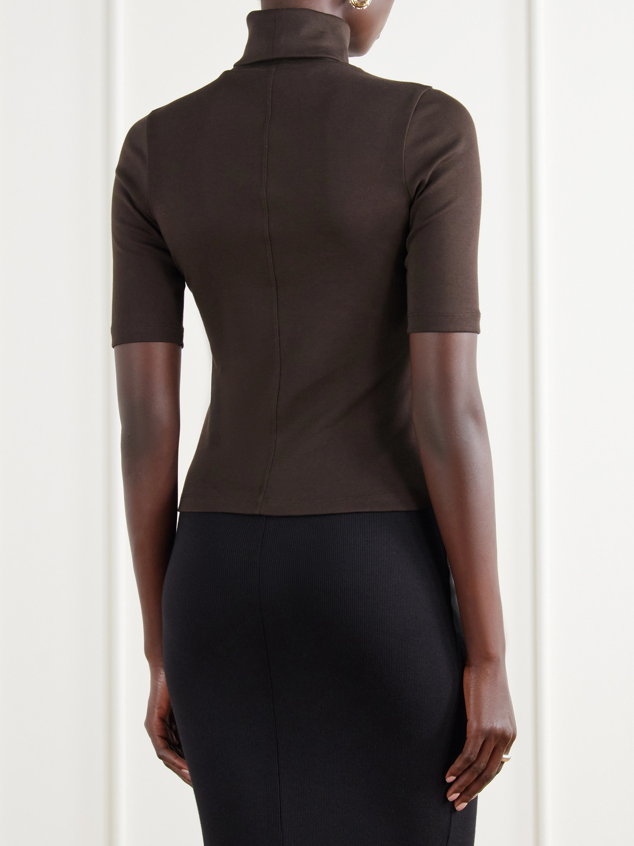 Dinah Ribbed Organic Cotton-Jersey Turtleneck Top