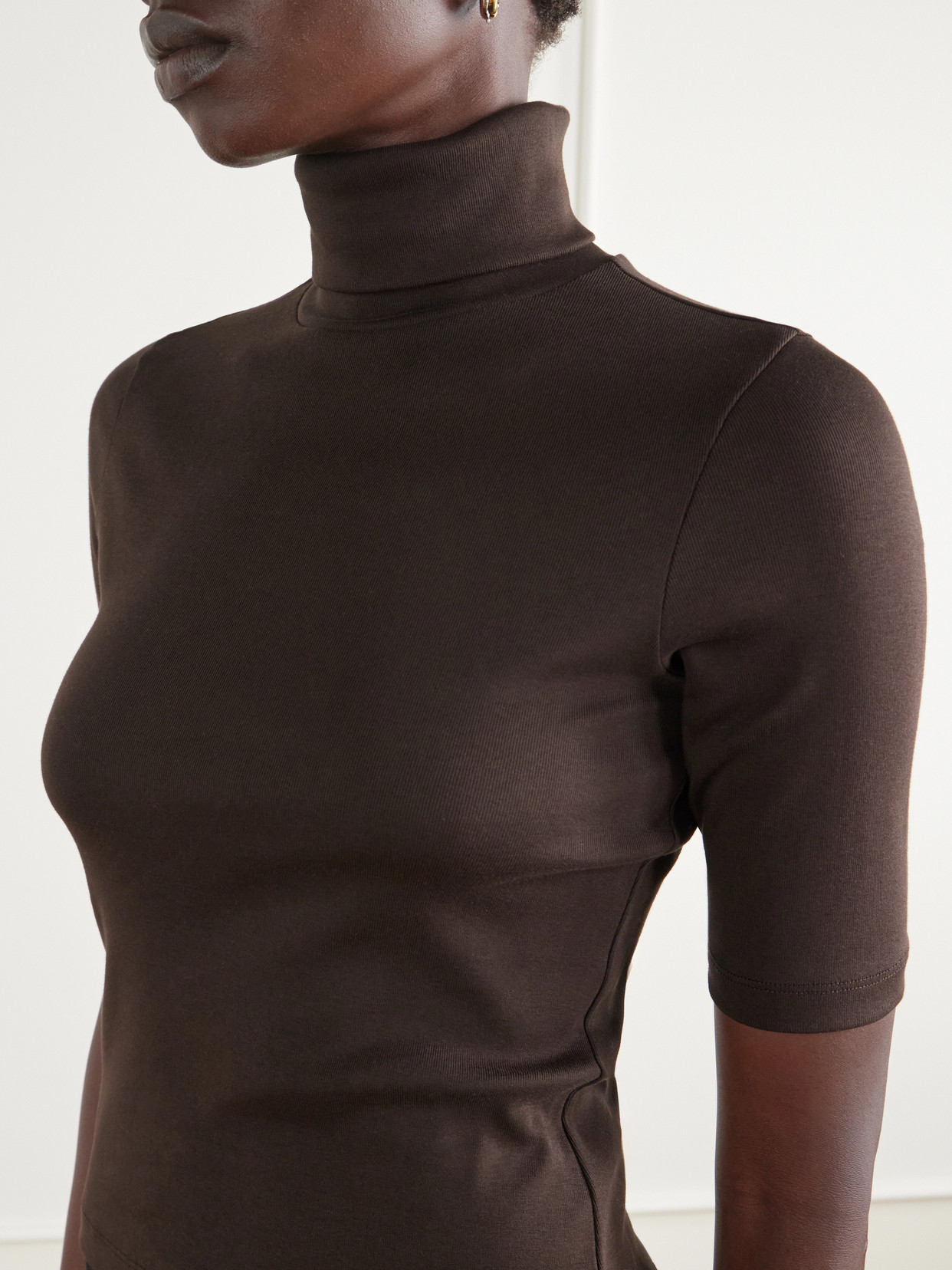 Dinah Ribbed Organic Cotton-Jersey Turtleneck Top