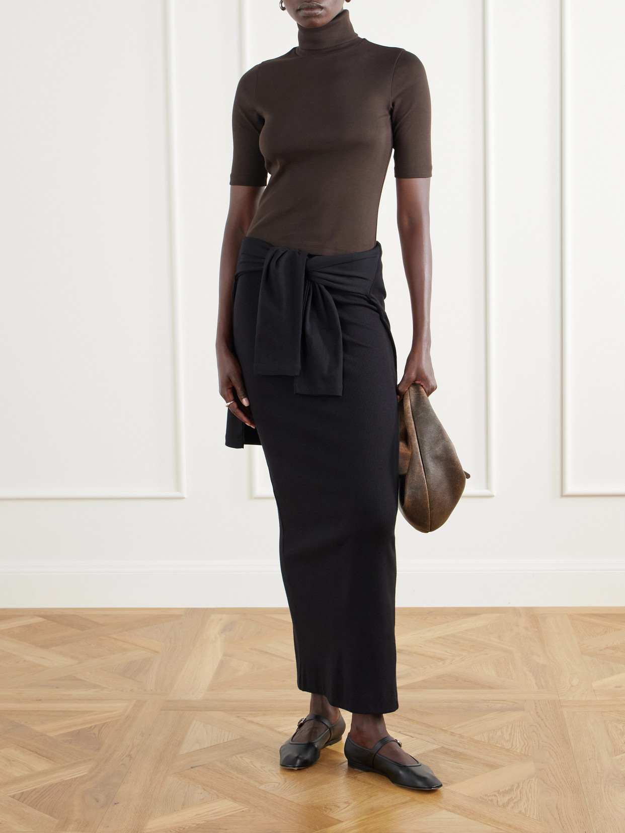 Dinah Ribbed Organic Cotton-Jersey Turtleneck Top