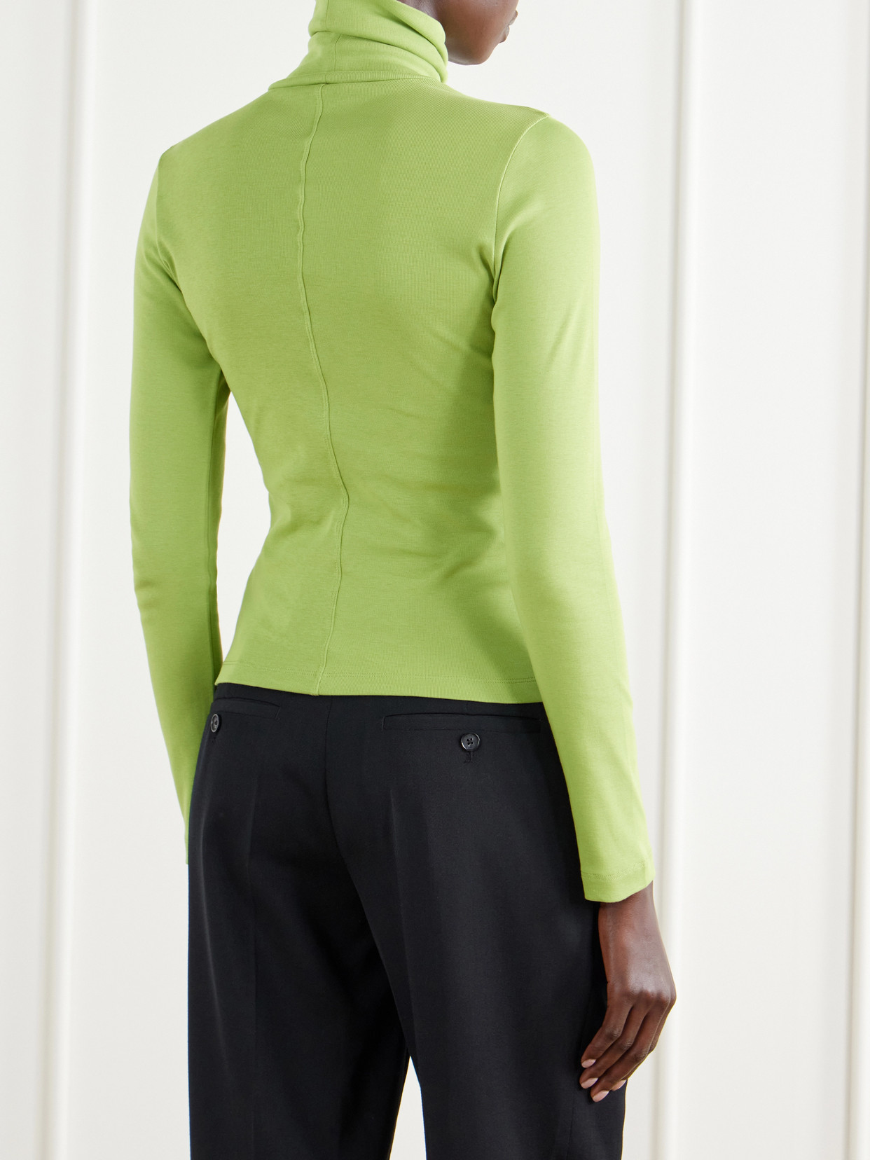 Dinah Ribbed Organic Cotton-Jersey Turtleneck Top