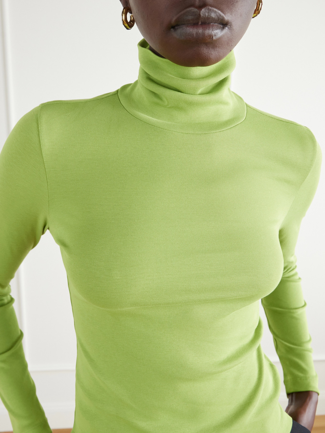 Dinah Ribbed Organic Cotton-Jersey Turtleneck Top