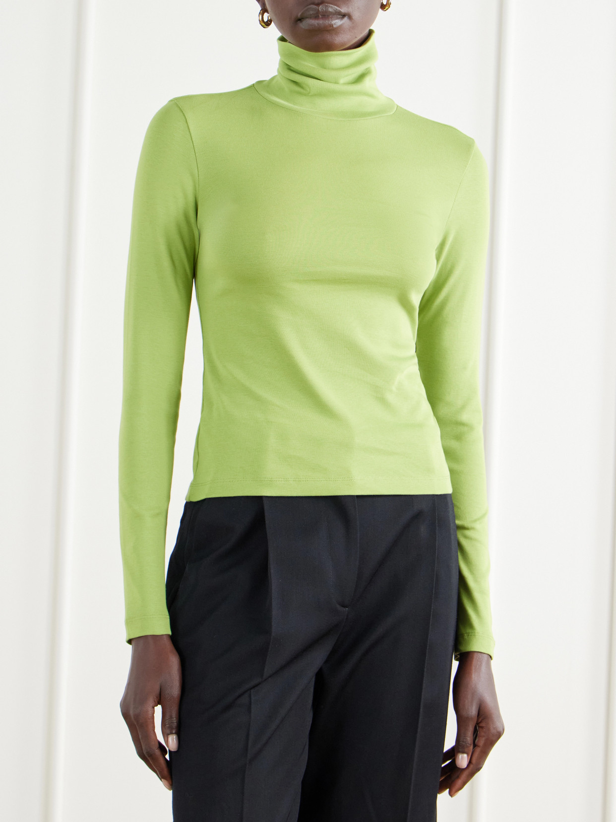 Dinah Ribbed Organic Cotton-Jersey Turtleneck Top