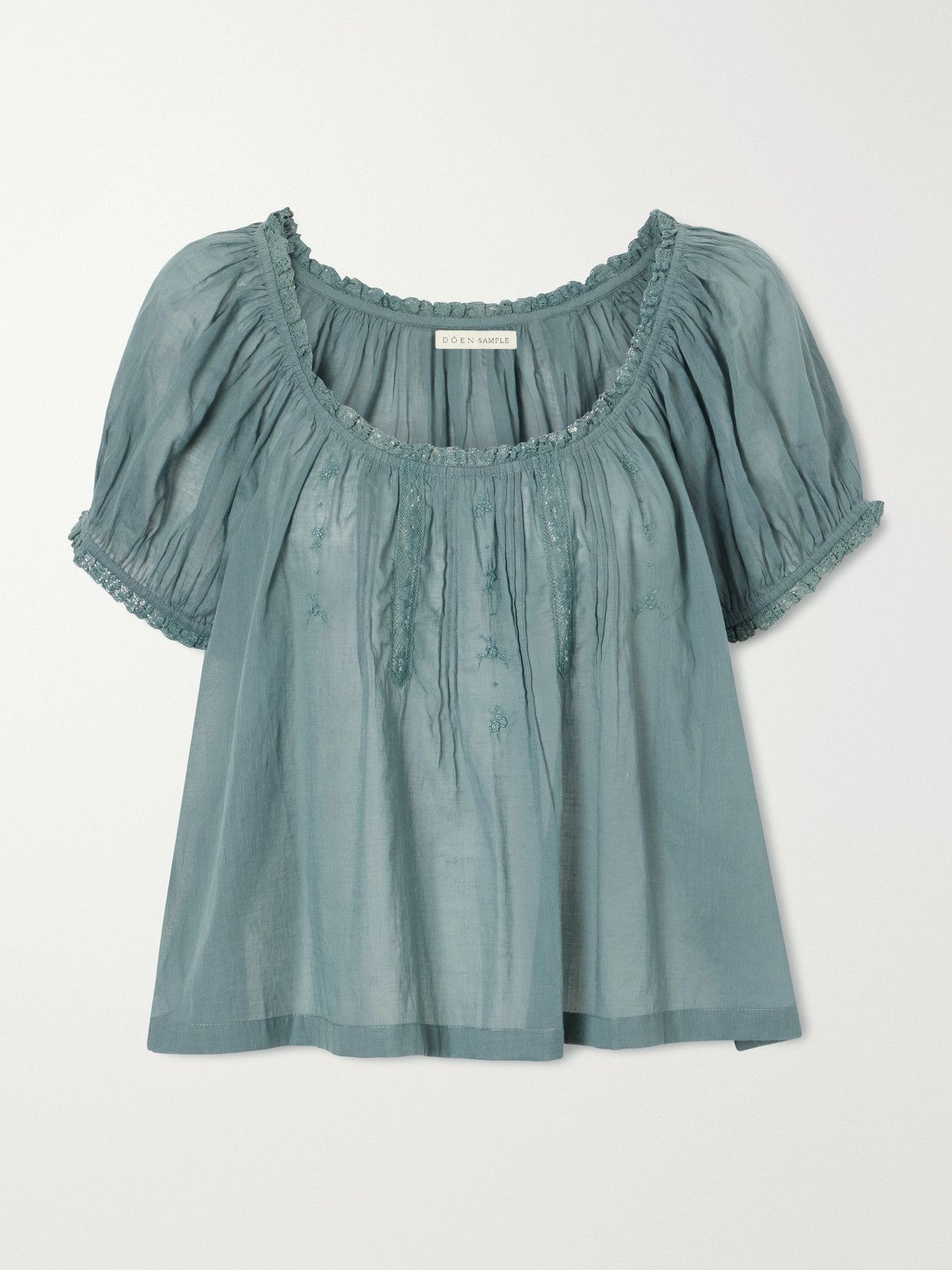 Dôen - Frederica Pintucked Lace-Trimmed Organic Cotton-Voile Blouse