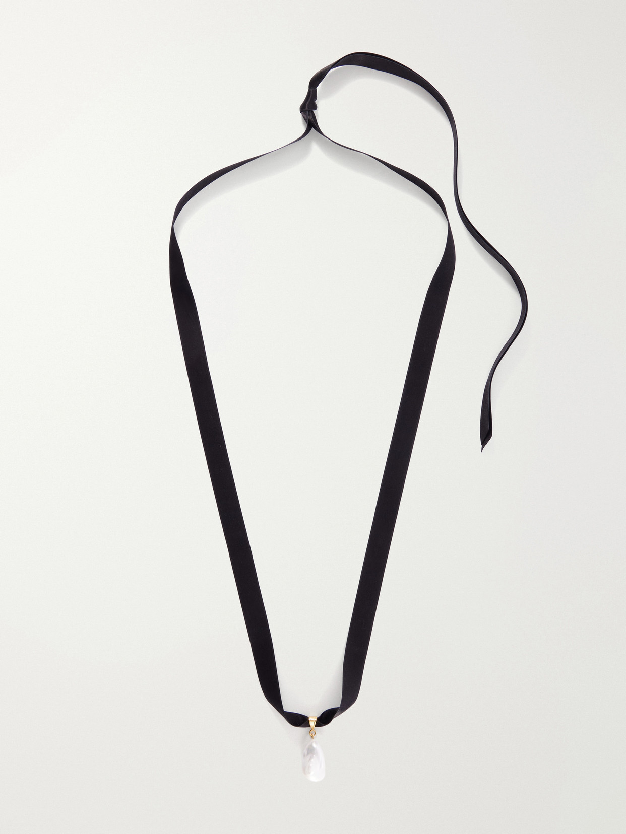 Jennifer Behr Martina Silk-satin Pearl Choker In Black