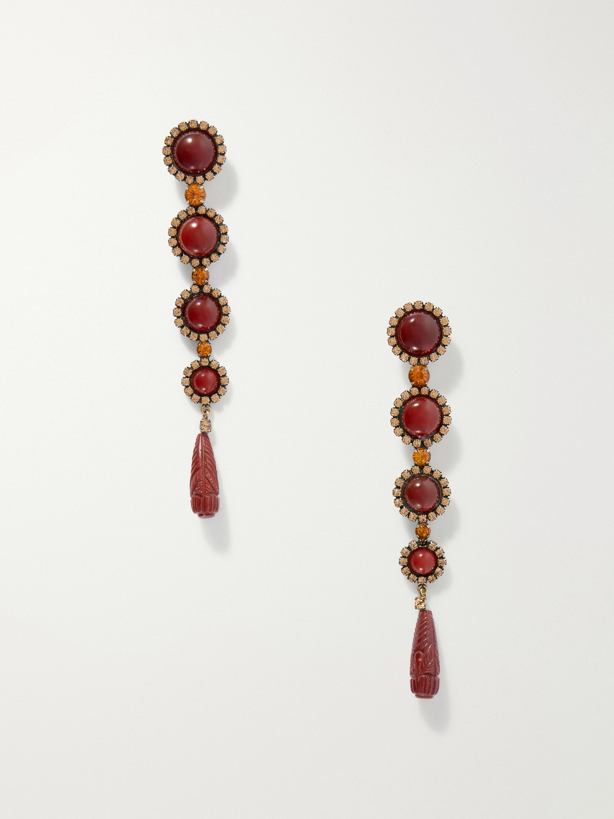 Jennifer Behr Rafferty Gold-tone Carnelian And Jasper Earrings In Burgundy