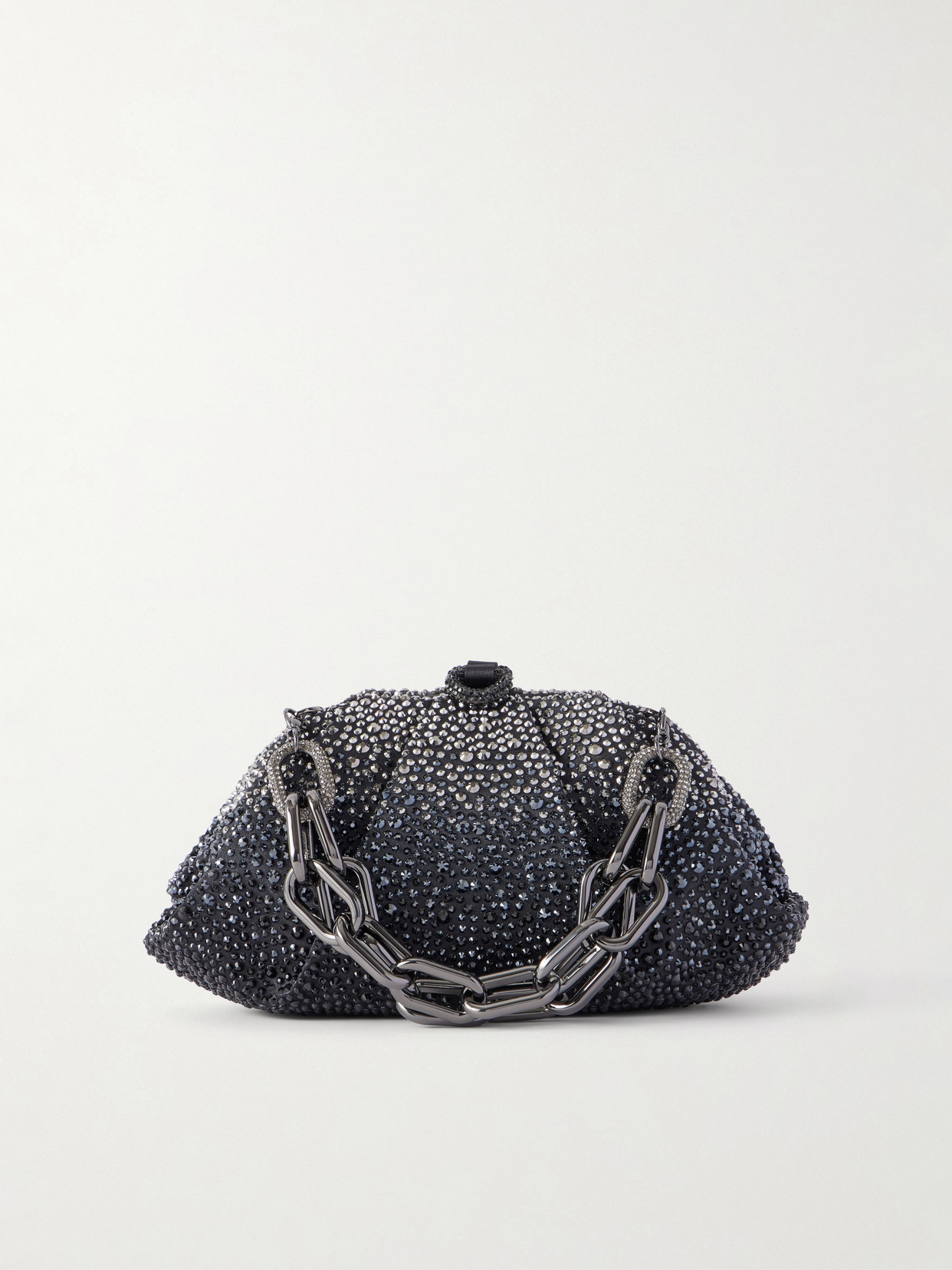 Judith Leiber Gemma Crystal-embellished Silver-tone Clutch In Black