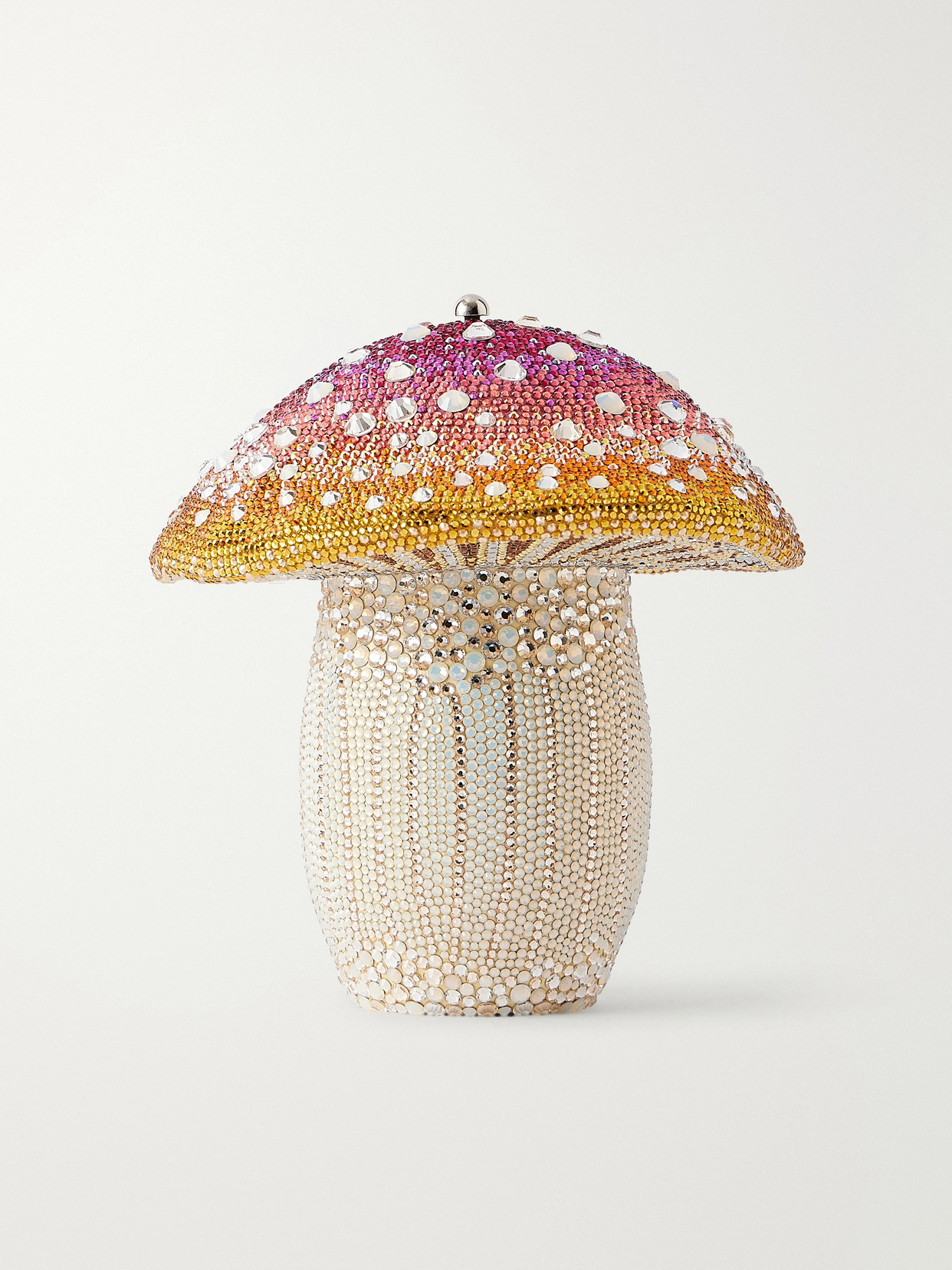 Judith Leiber Toadstool Dégradé Crystal-embellished Silver-tone Clutch In Pink