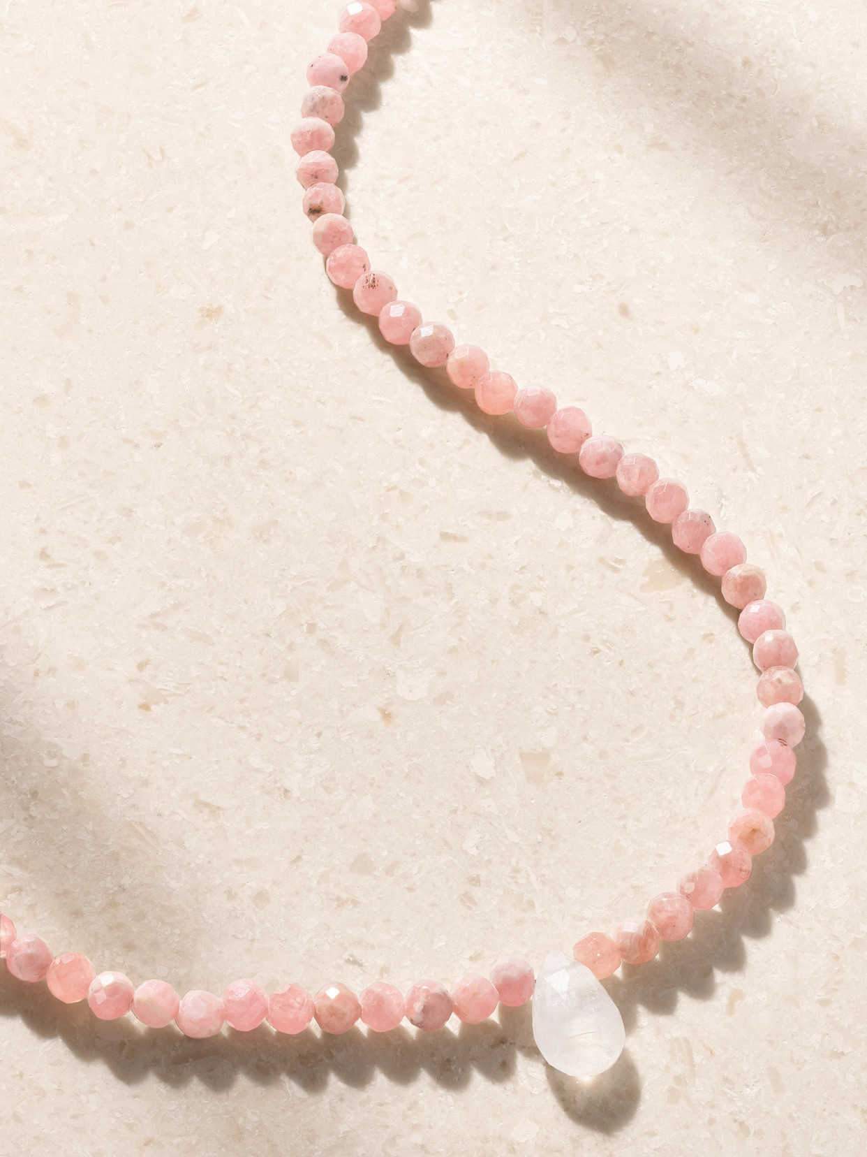 Jia Jia Raindrop 14-karat Gold, Rhodochrosite And Moonstone Necklace In Pink