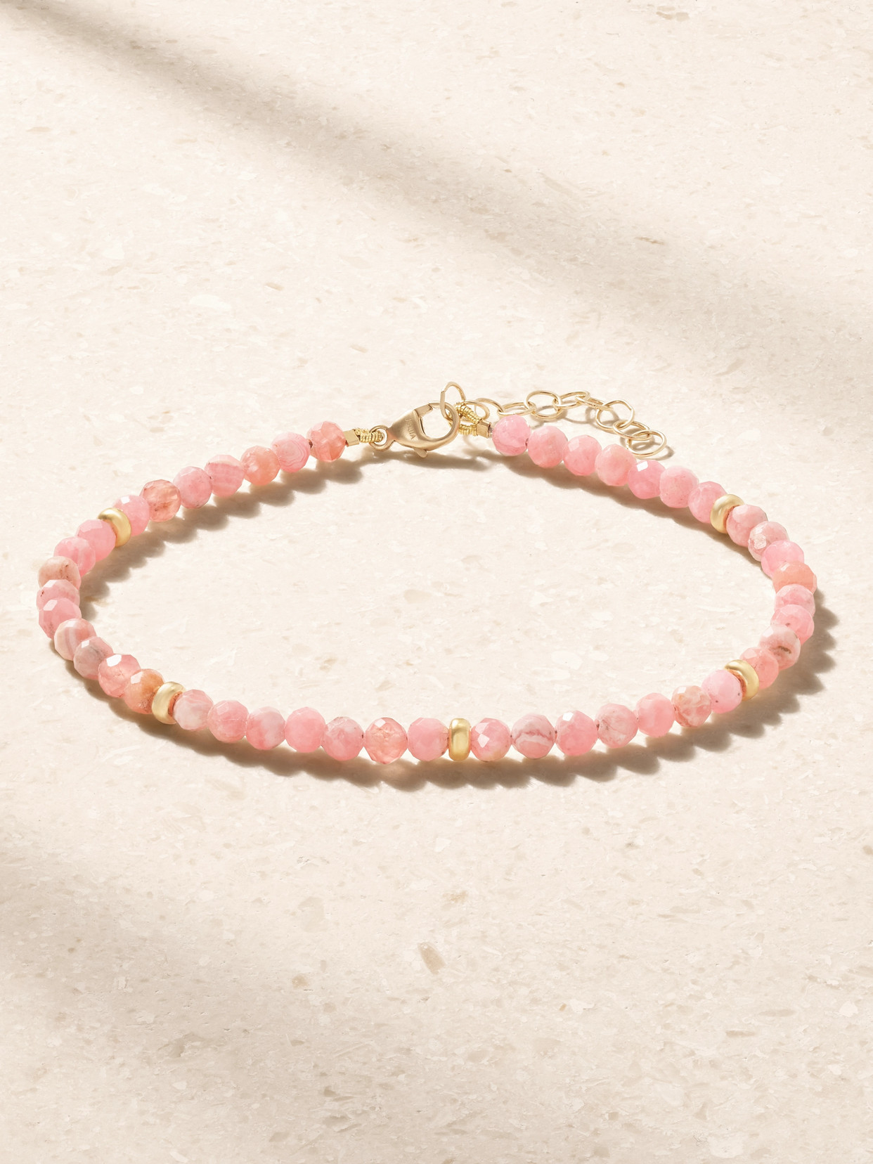 Jia Jia Arizona 14-karat Yellow Gold Rhodochrosite Beaded Bracelet In Pink